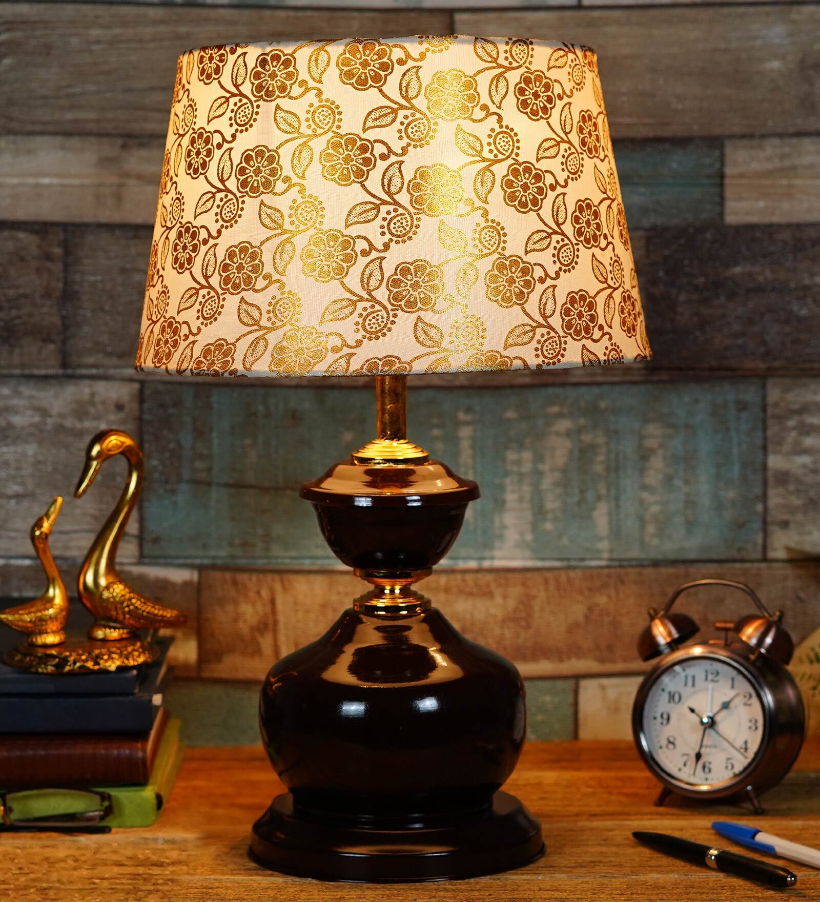 Gold Shade Table Lamp With Metal Base