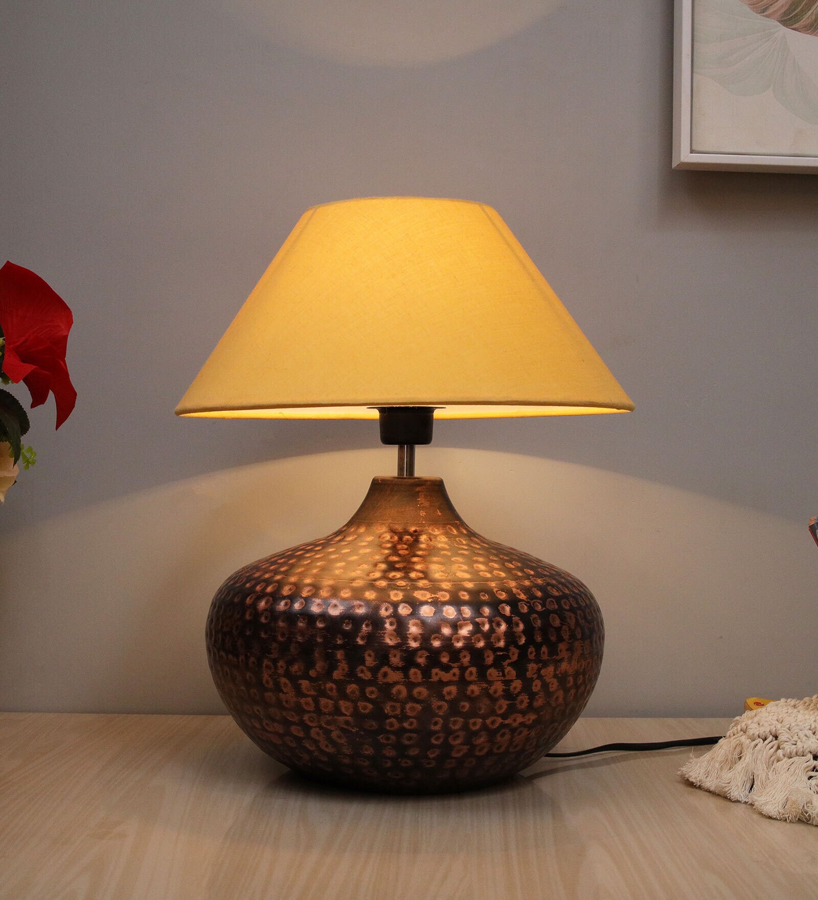 Gold Shade Table Lamp With Metal Base