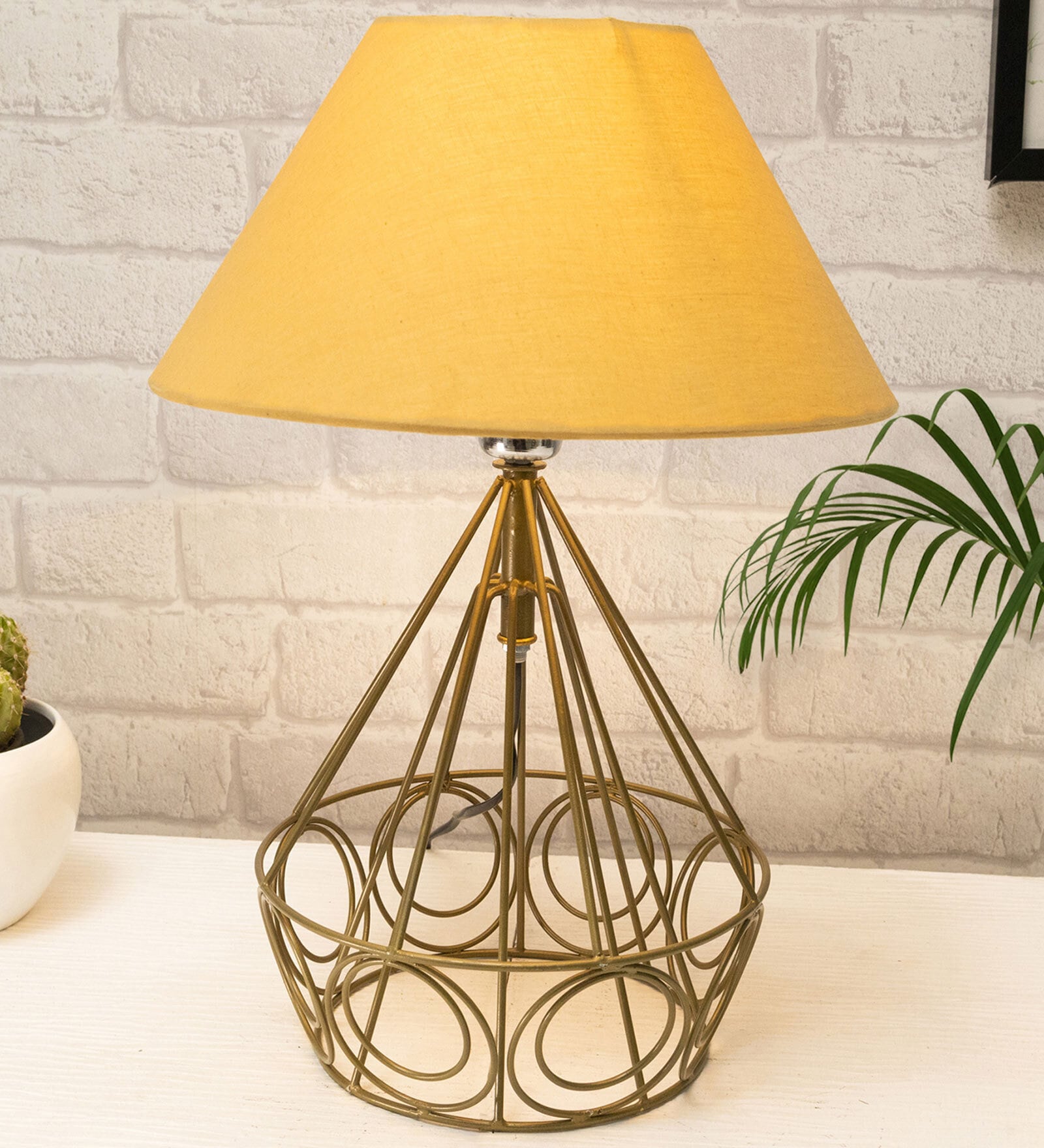 Gold Shade Table Lamp With Metal Base