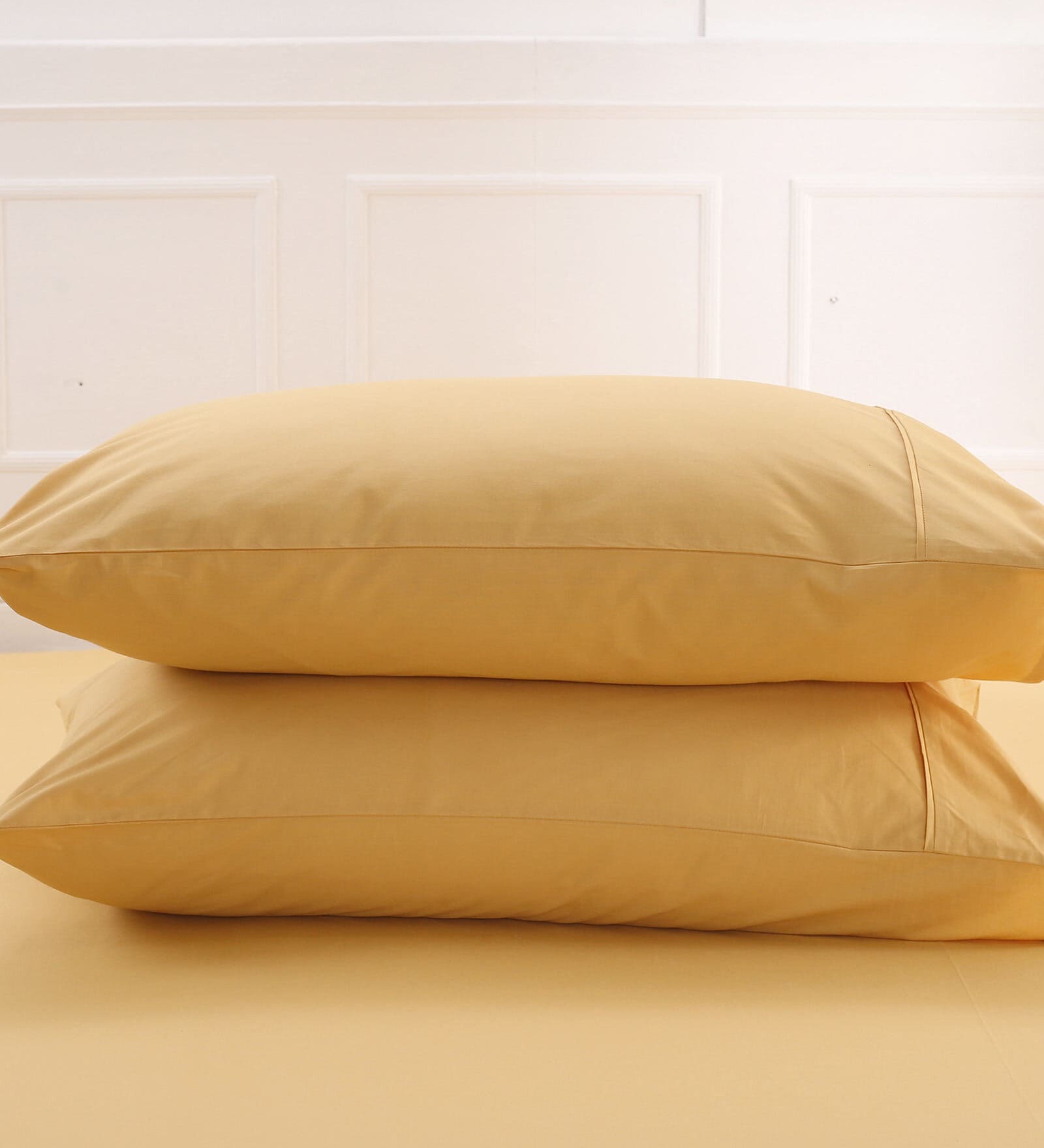 Gold Solid 200TC Cotton 20 x 30 Inches Pillow Covers (Set of 2)