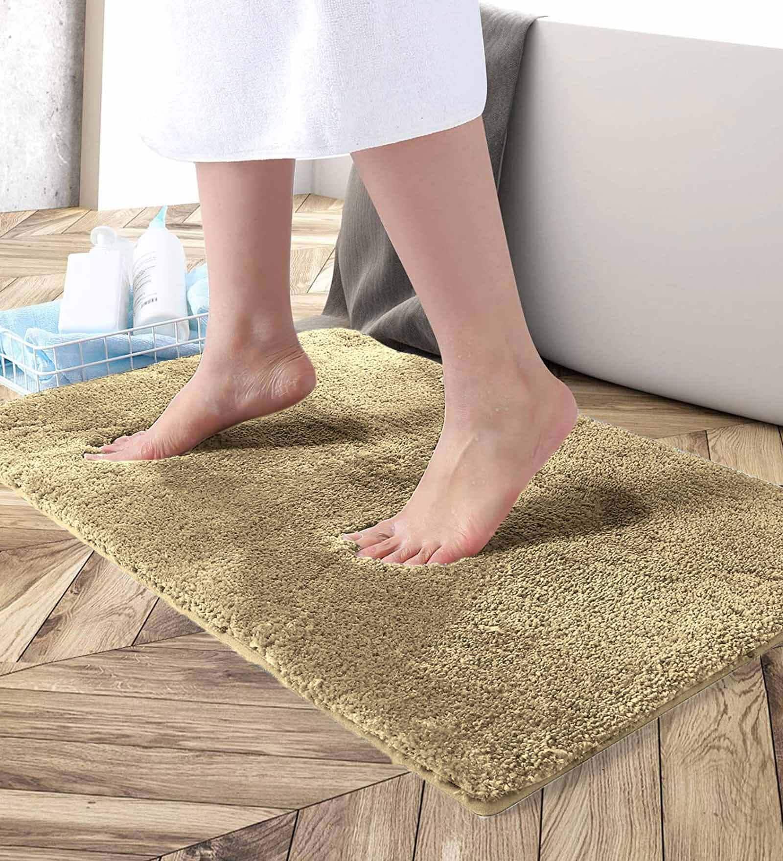 Gold Solid Microfibre 30x18 Inches AntiSkid Bath Mat