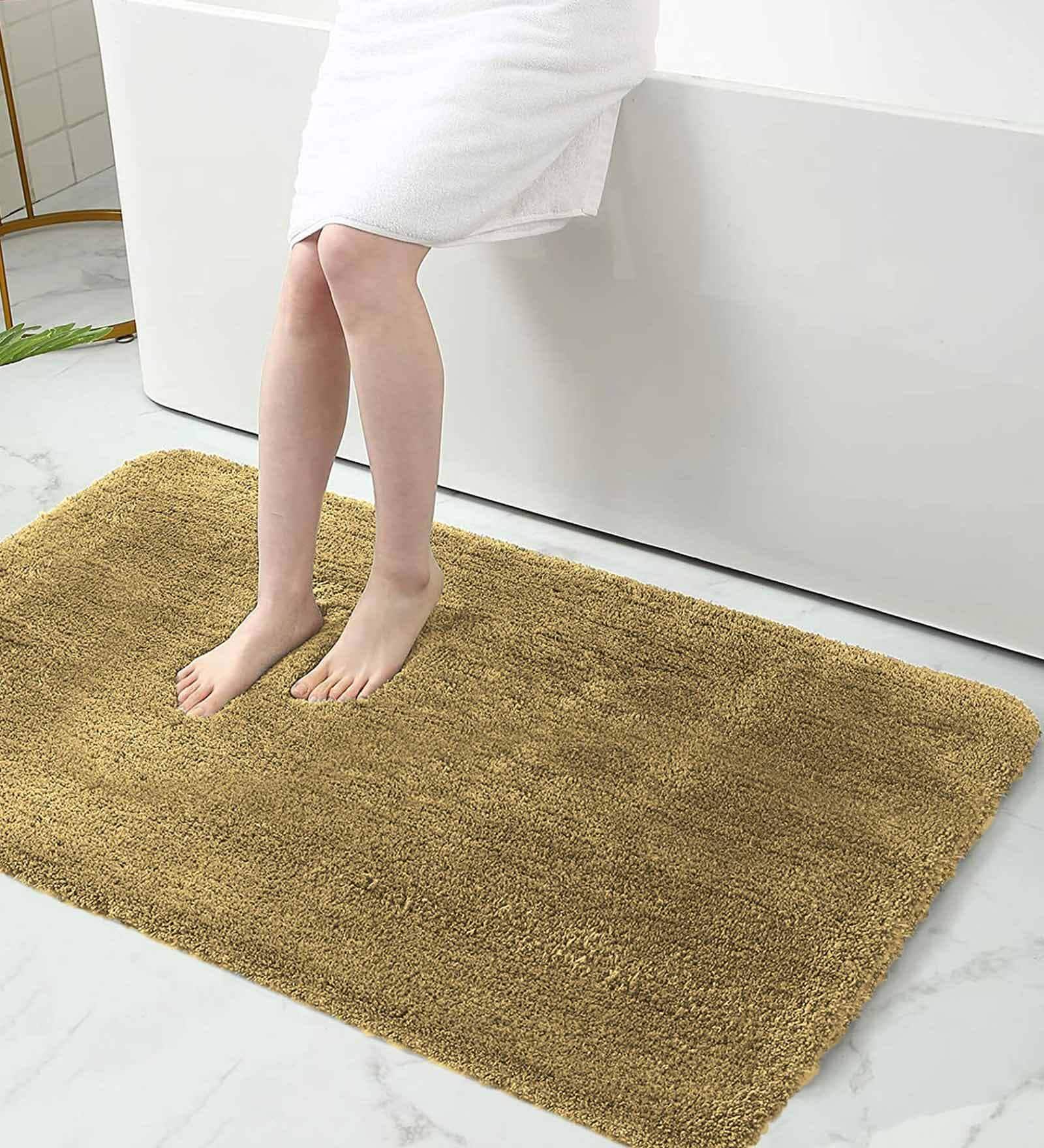 Gold Solid Microfibre 36x24 Inches AntiSkid Bath Mat