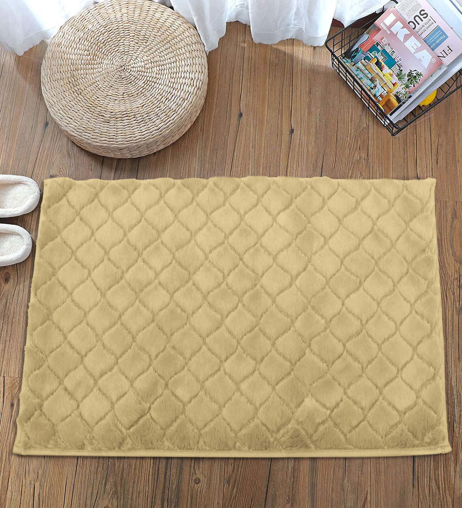 Gold Geometric Polyester 24x16 Inches Super Soft Bath Mat