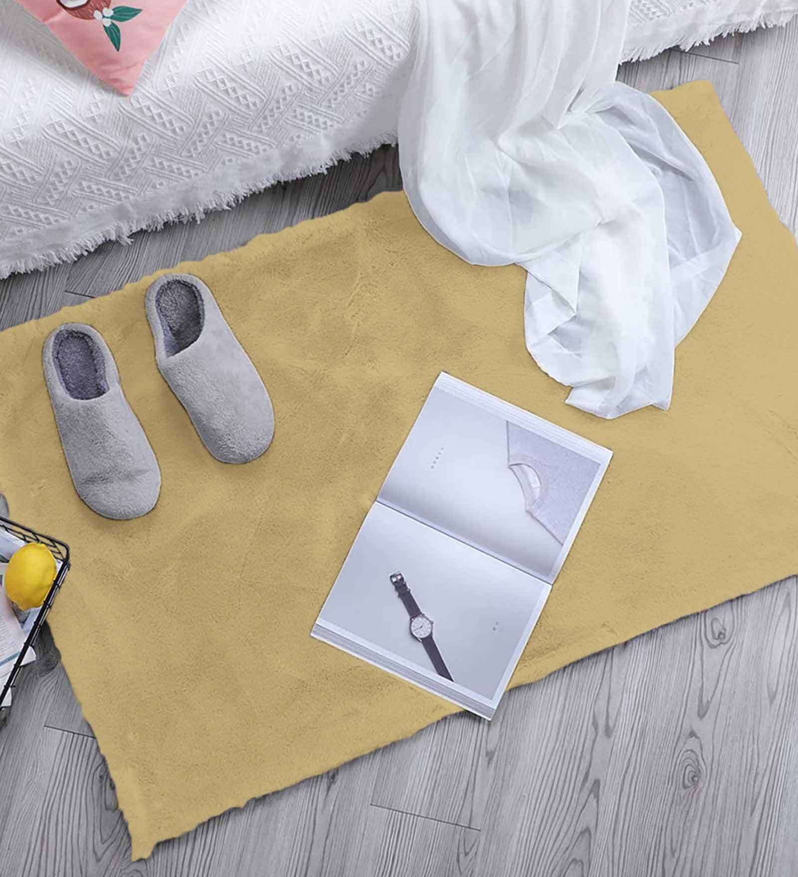 Gold Solid Polyester 30x18 Inches AntiSkid Bath Mat
