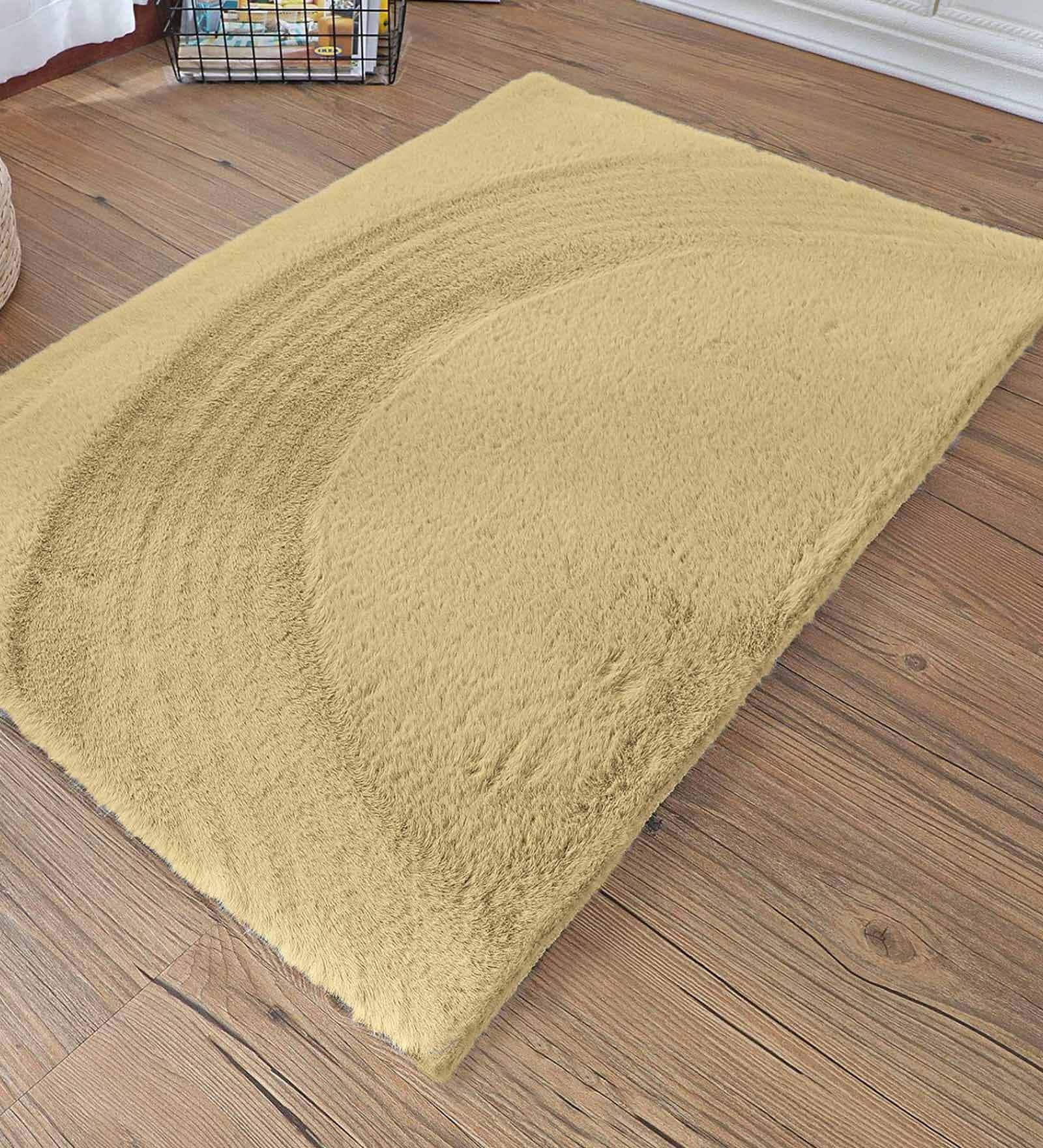 Gold Solid Polyester 36x24 Inches AntiSkid Bath Mat