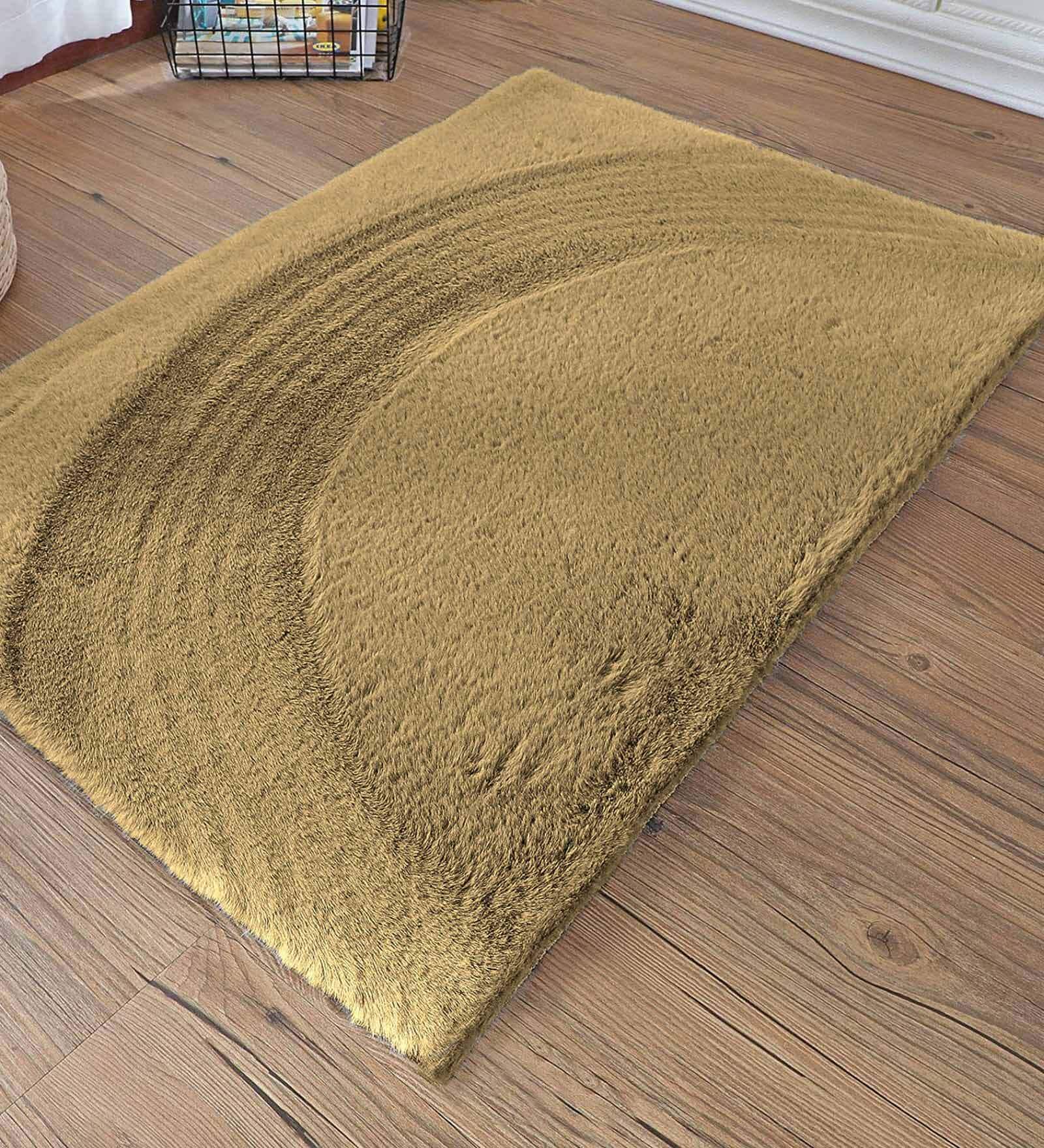 Gold Solid Polyester 36x24 Inches AntiSkid Bath Mat