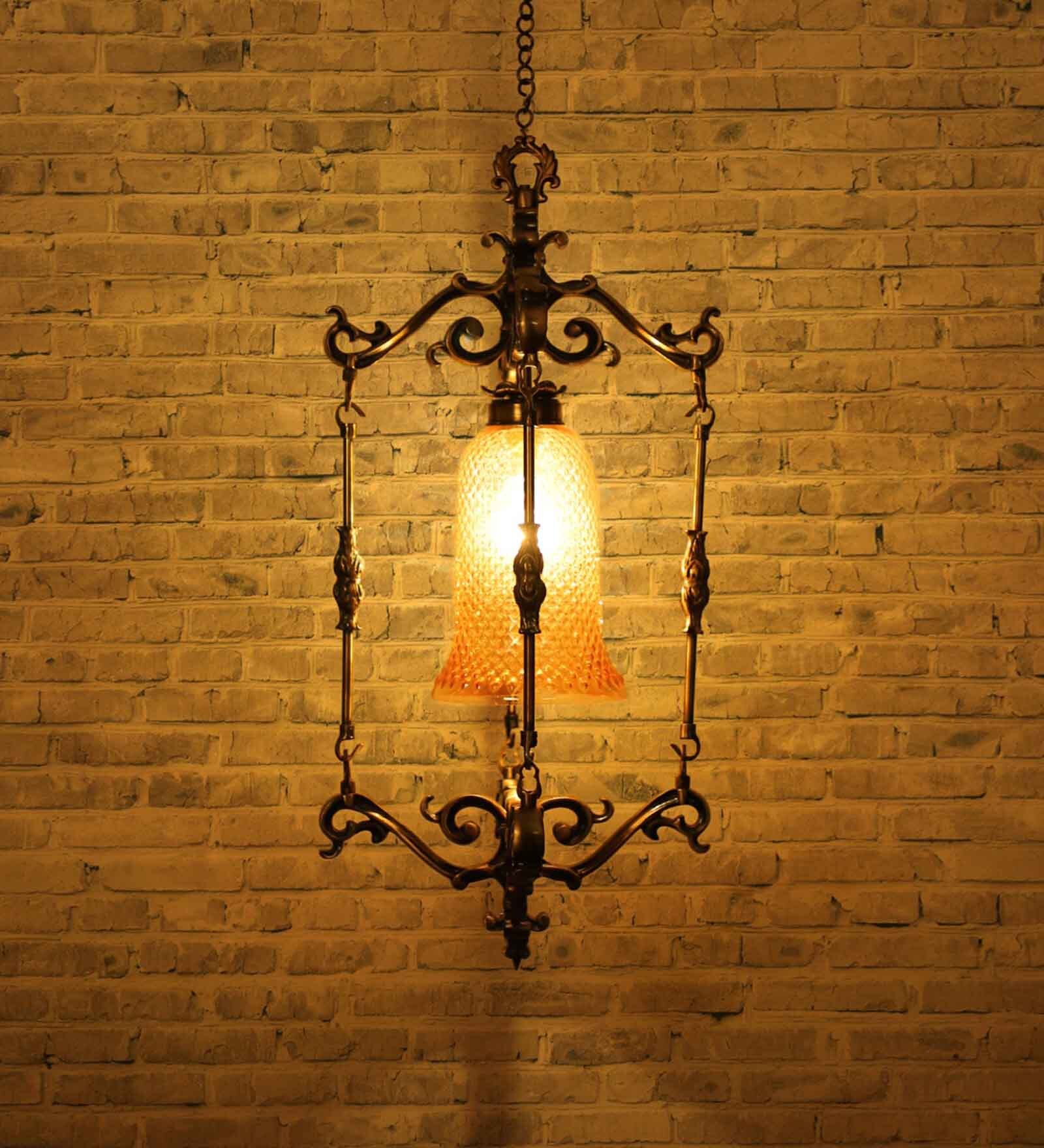 Gold Spanish Antique Finished Small Foyer Hanging Pendant Light