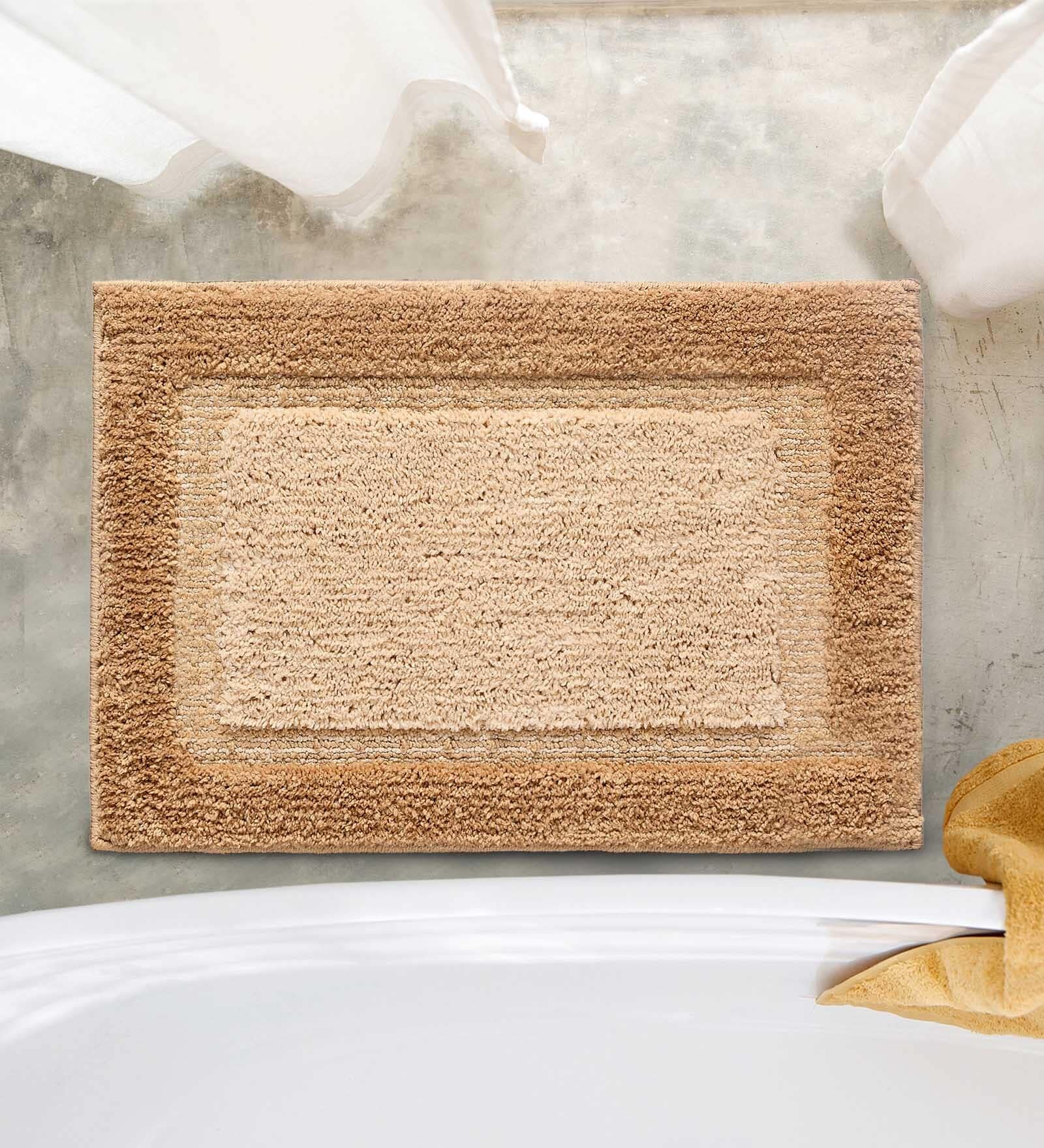 Gold Geometric Microfibre 24x16 Inches AntiSkid Bath Mat