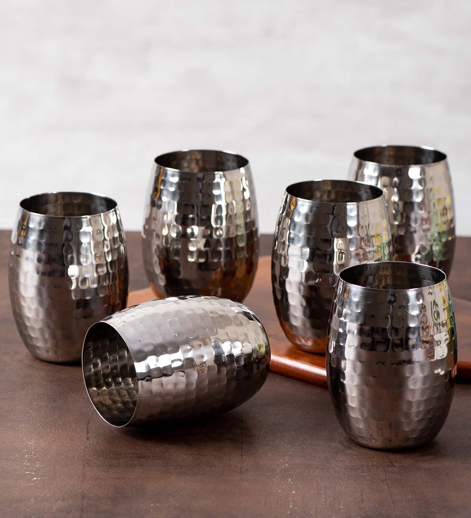 Gold Tone 750ml Silver (Set of 6) Steel Everyday Glass