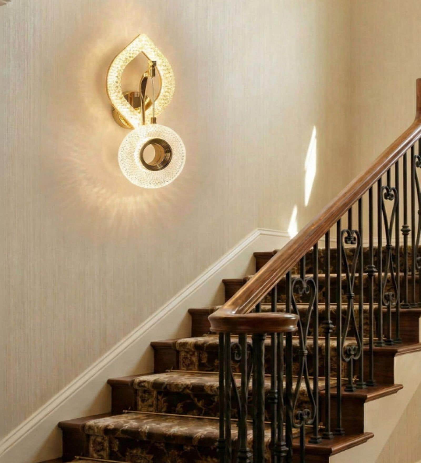 Gold-Toned Textured Acrylic Contemporary Wall Lamp