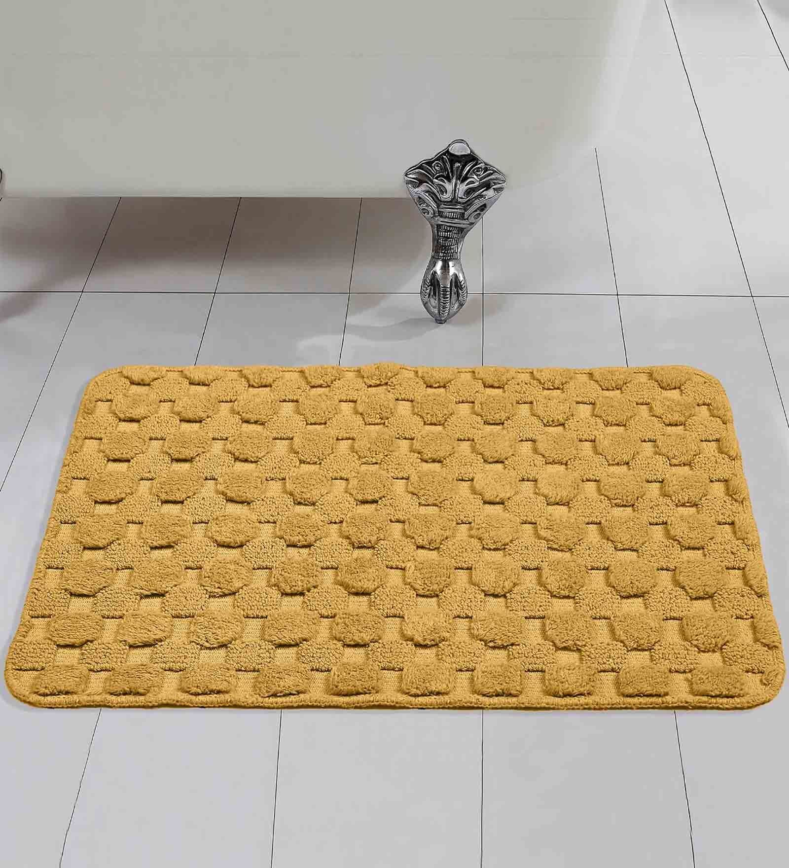 Gold Geometric Cotton 17x25 Inches AntiSkid Bath Mat