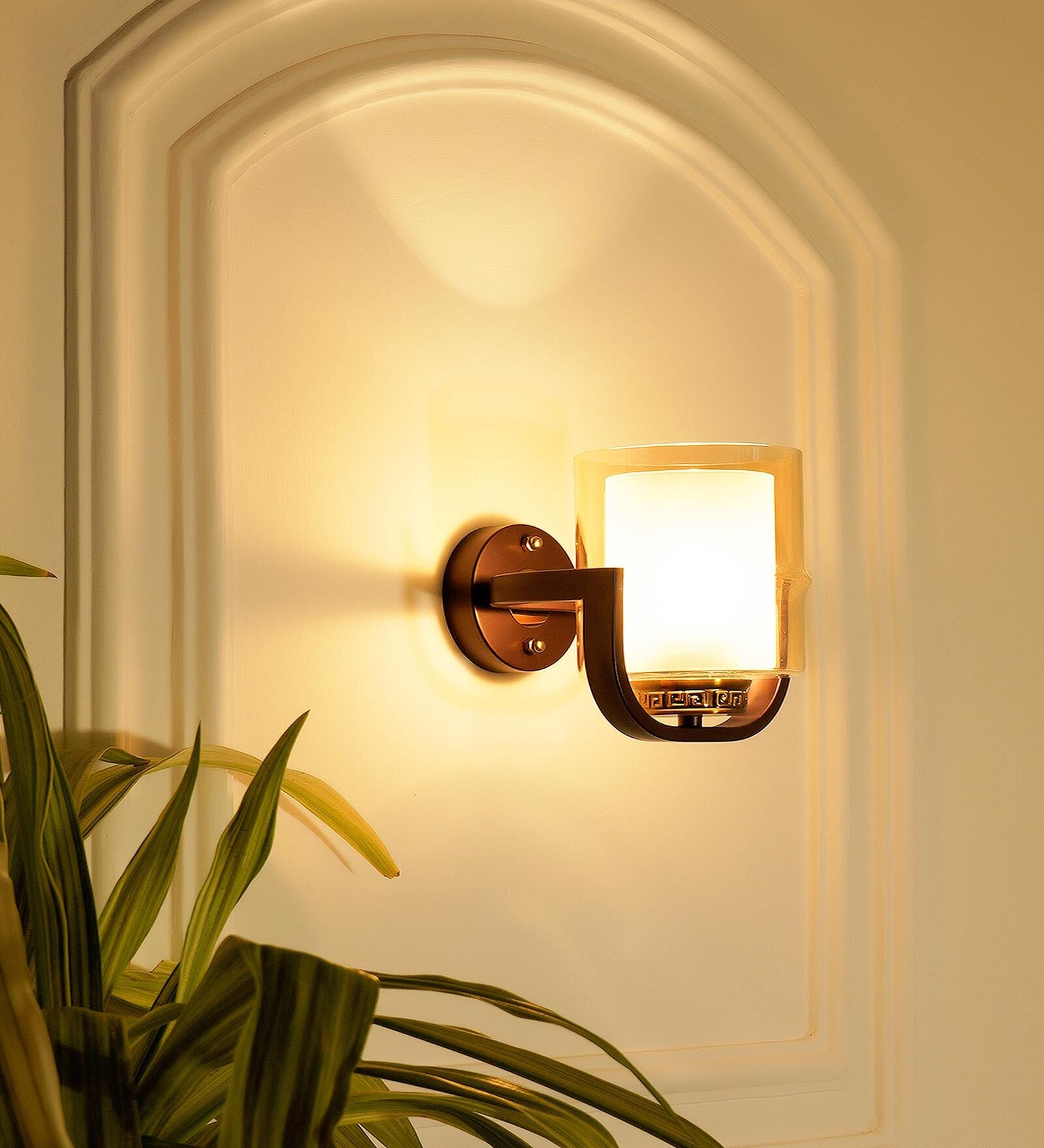 Nymph Brown Metal and Glass Wall Sconces
