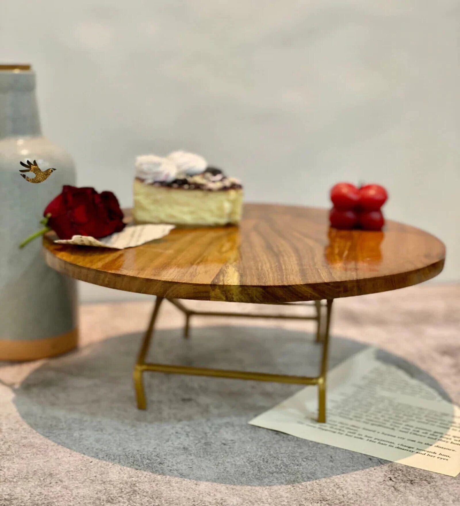Gold Wood Cake Stand