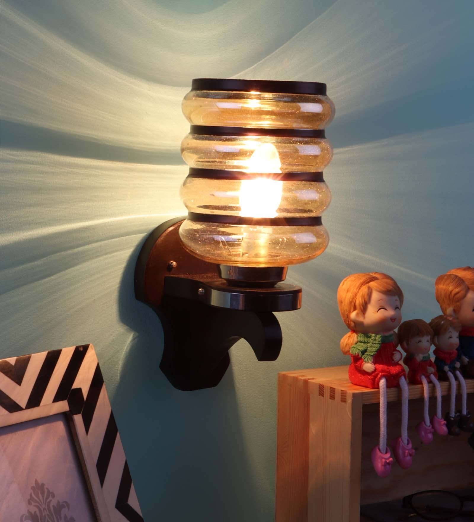 Hector Gold Wood Wall Sconces