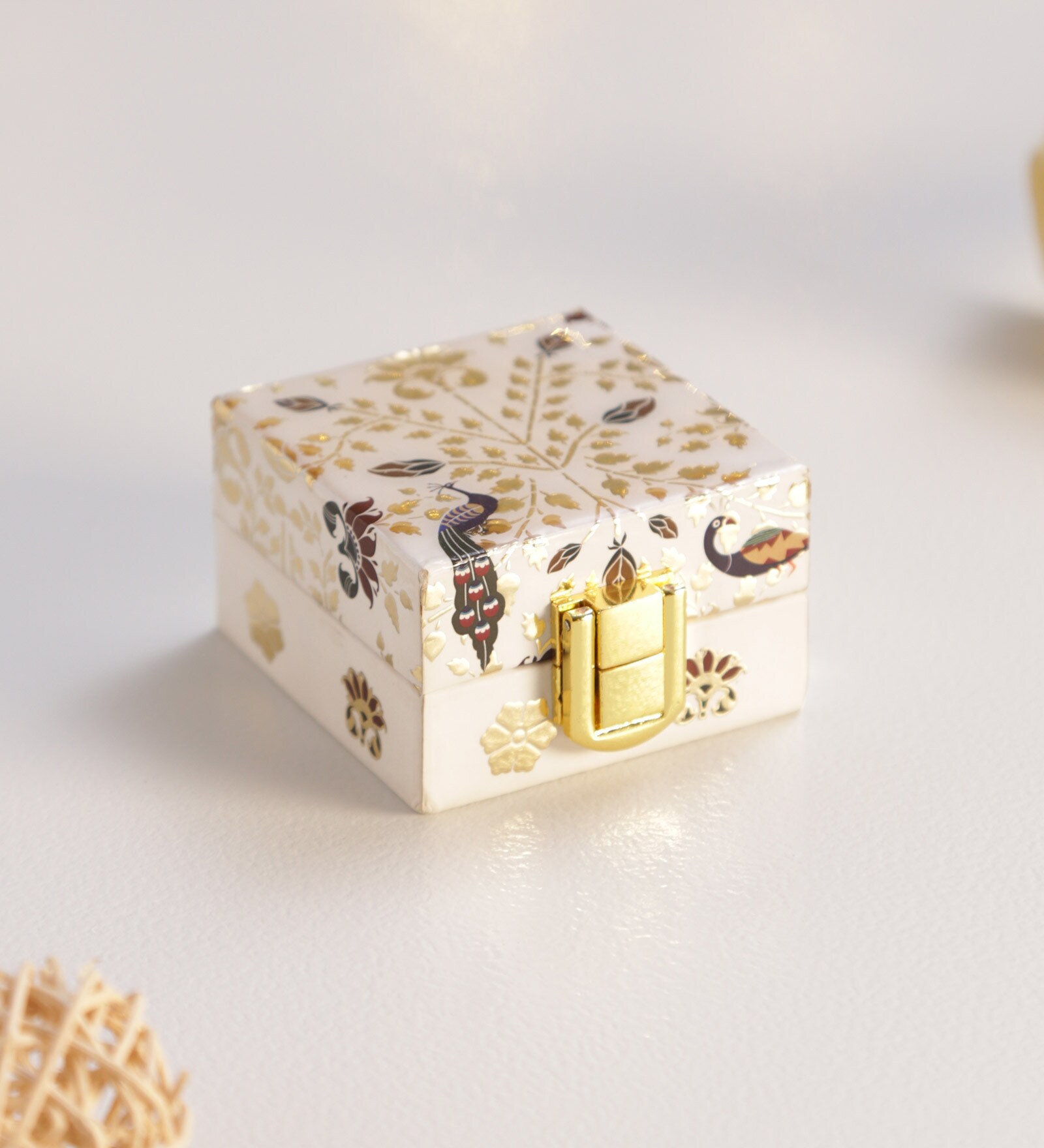 Wedding and Engagement Gold Wooden Decorative Box