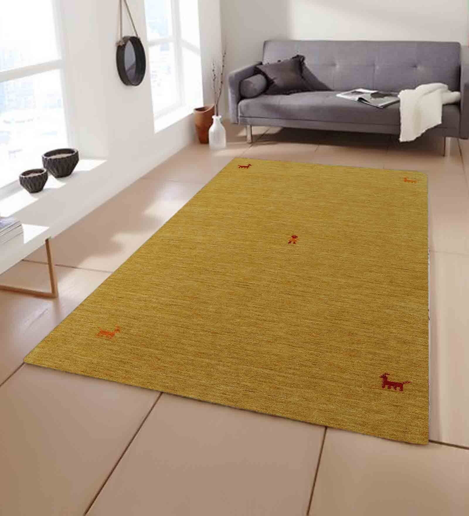 Gold Wool Abstract 5 x 8 Feet Hand Tufted Carpet