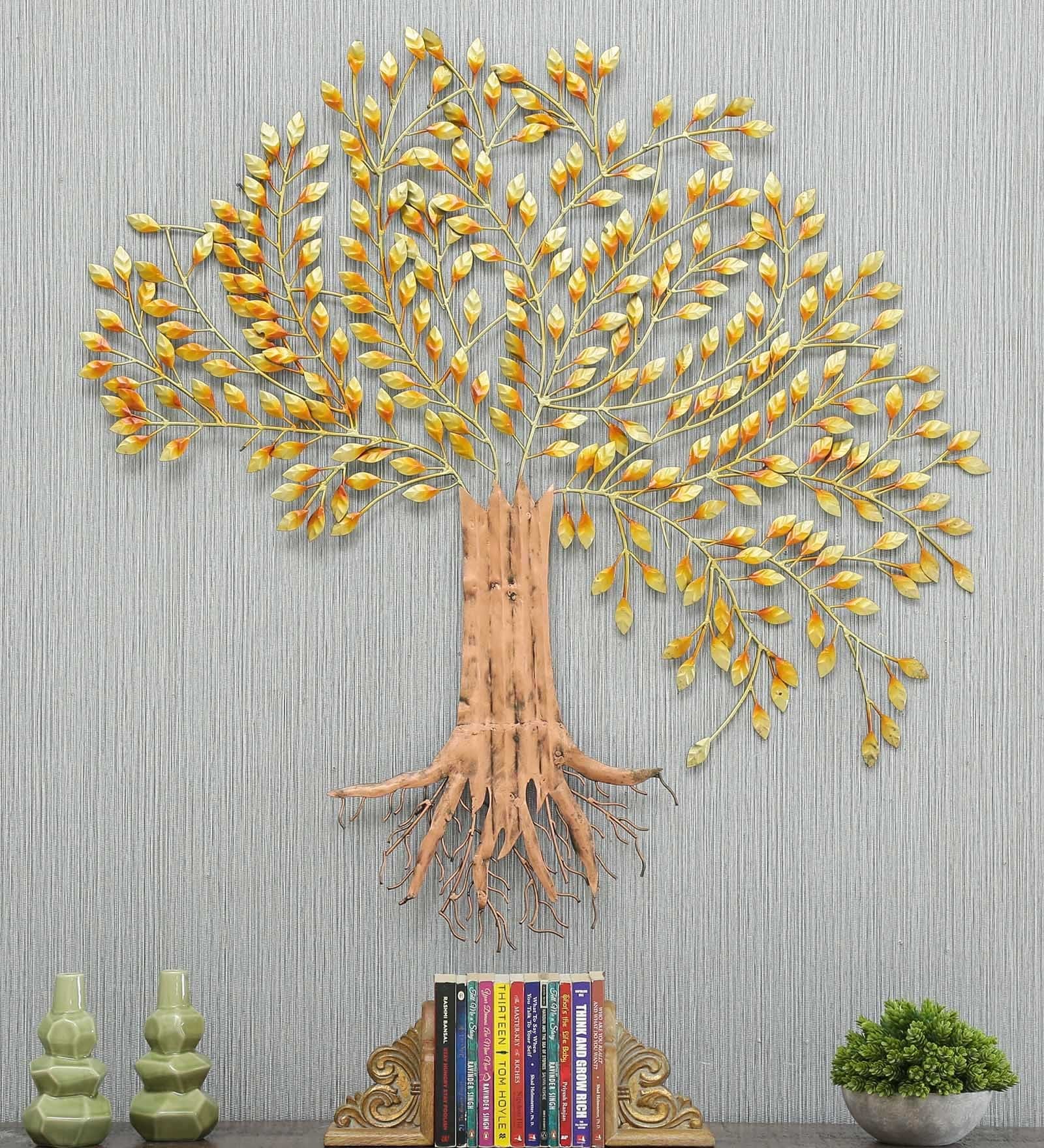Buy Wrought Iron Decorative Tree Wall Art In Gold By B K Exports at 37
