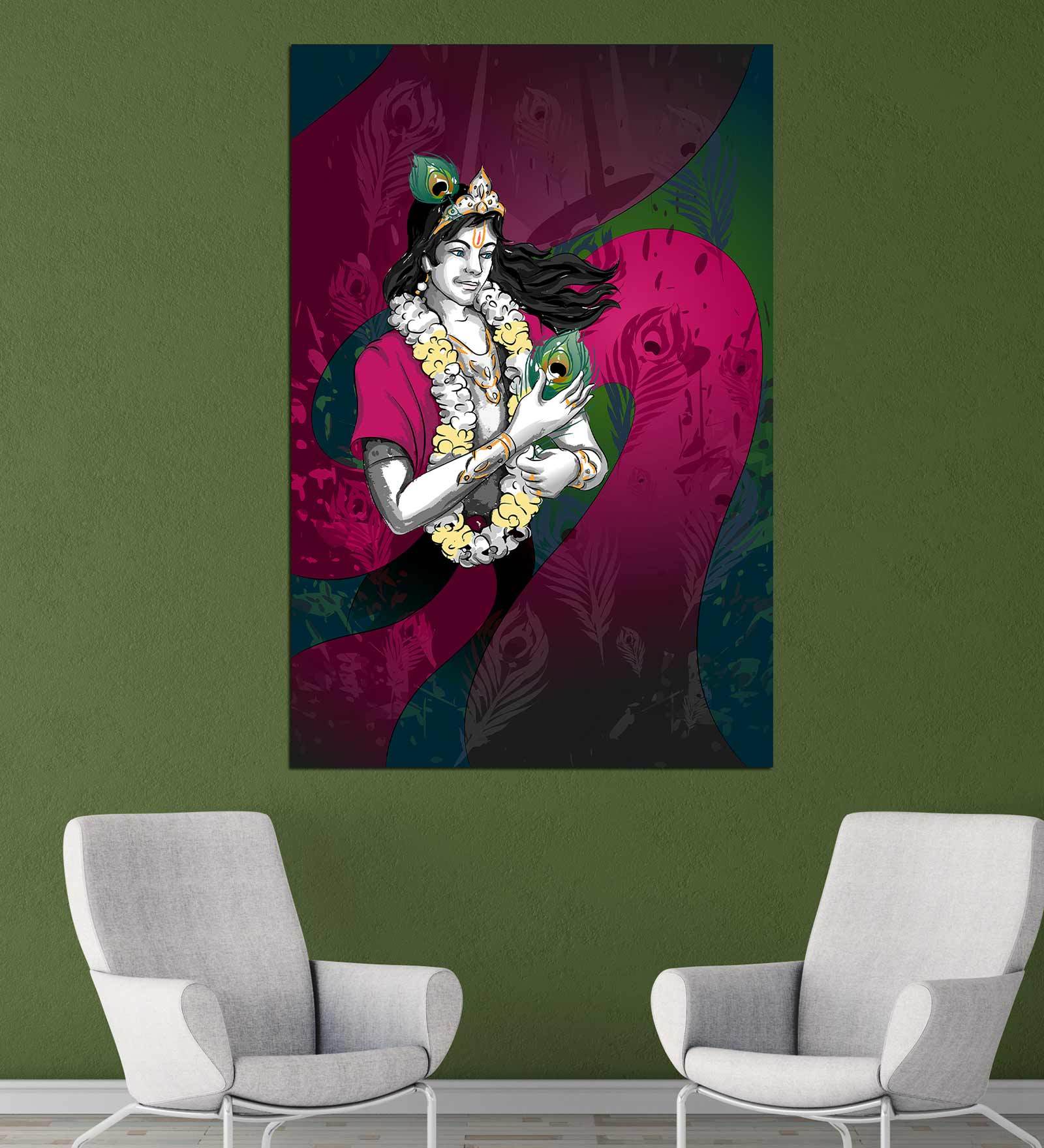 buy-blessed-lady-in-gold-canvas-framed-art-print-33-x-21-inches-by
