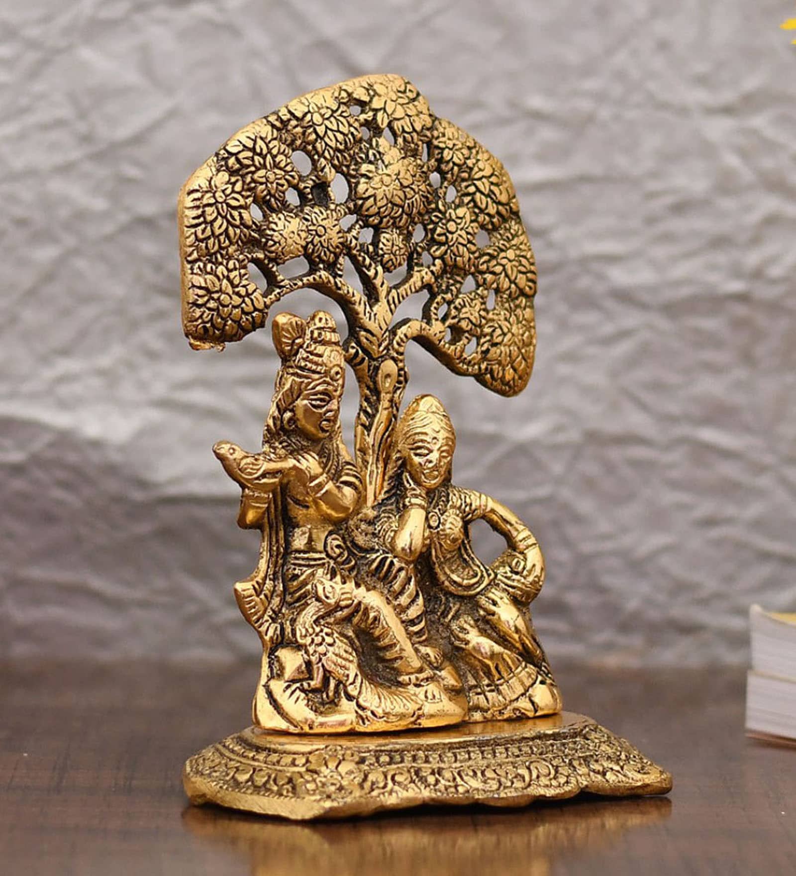 Golden 7 Inch Radha Krishna Idol