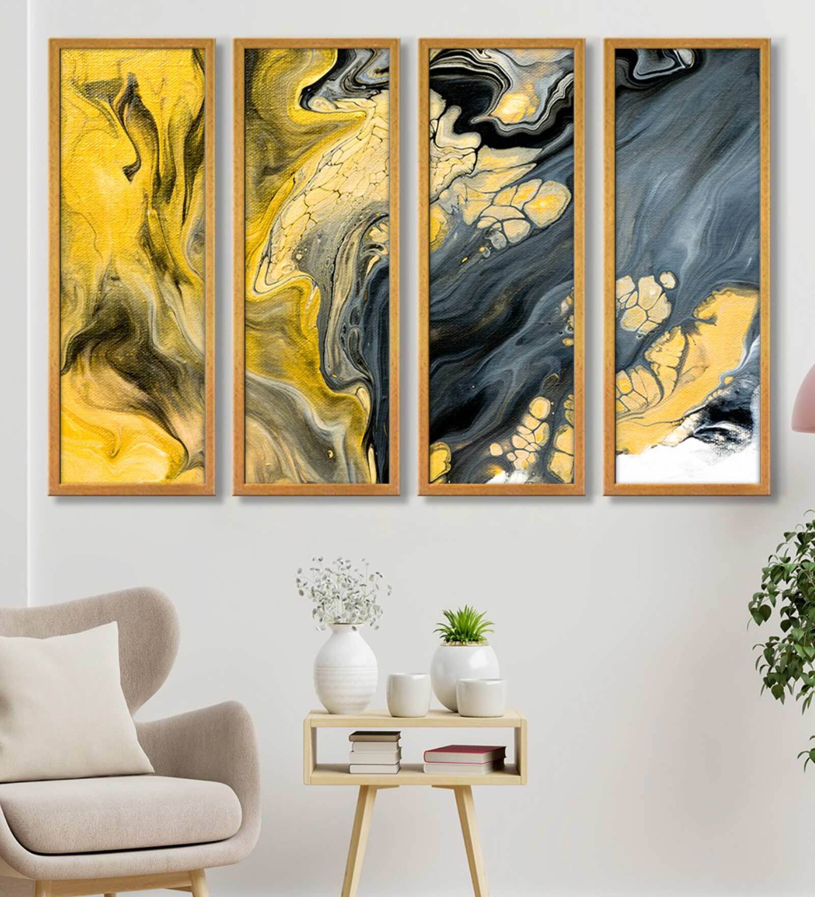 Buy Thea Multicolour Canvas Framed Abstract Art Panel Set of 4 at 11