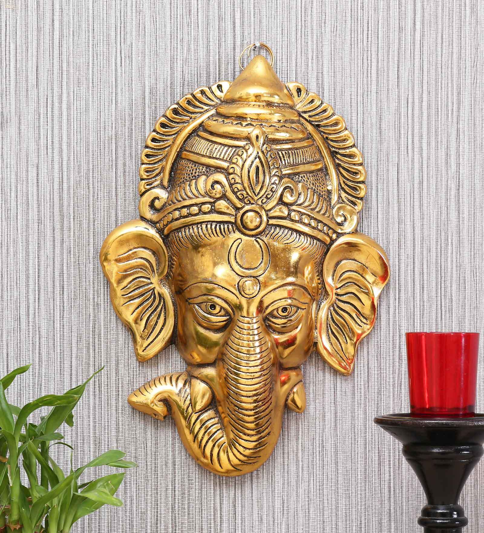 Aluminium Lord Ganesha Wall Art In Gold