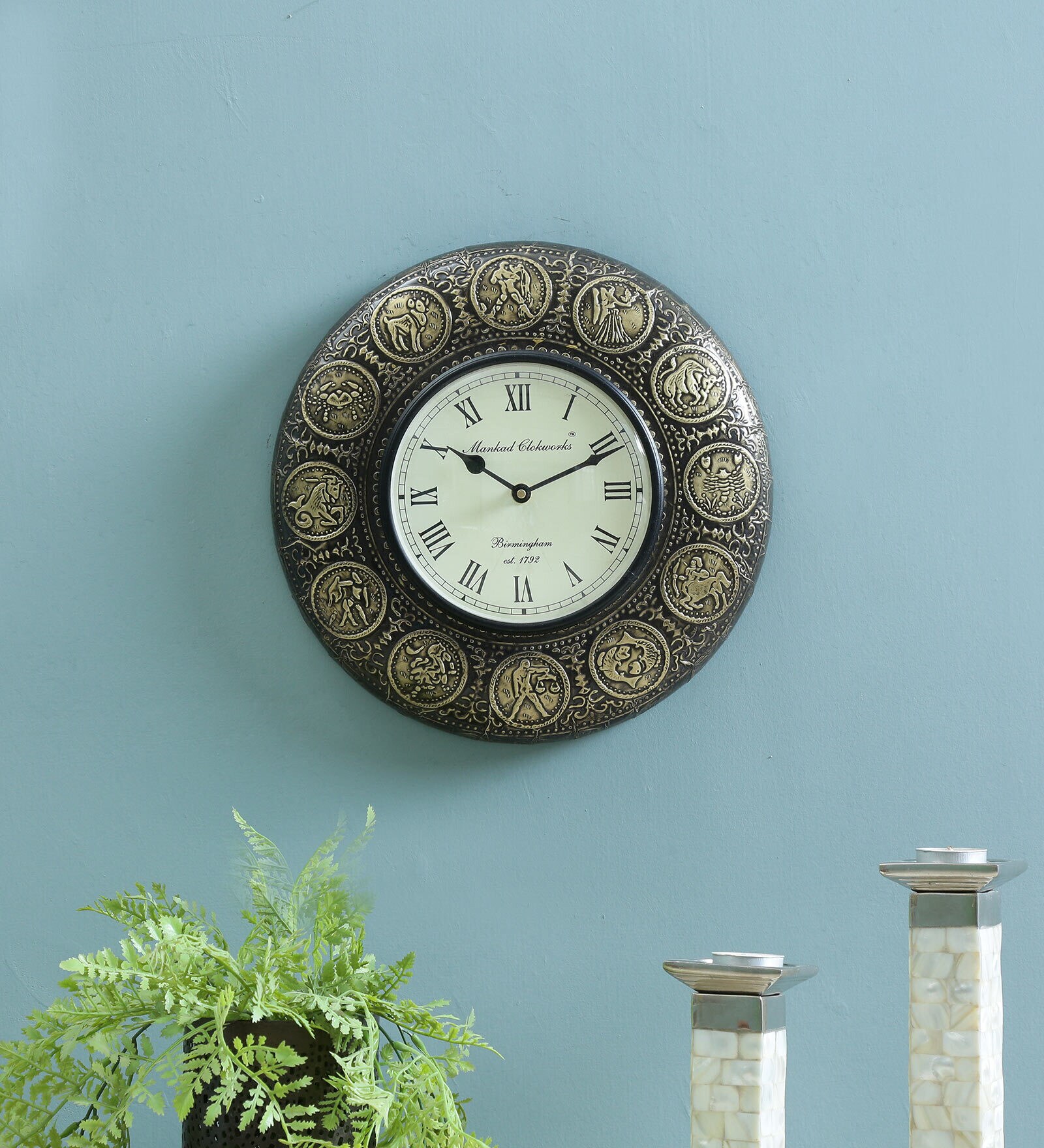 Gold MDF Analog Traditional Wall Clock