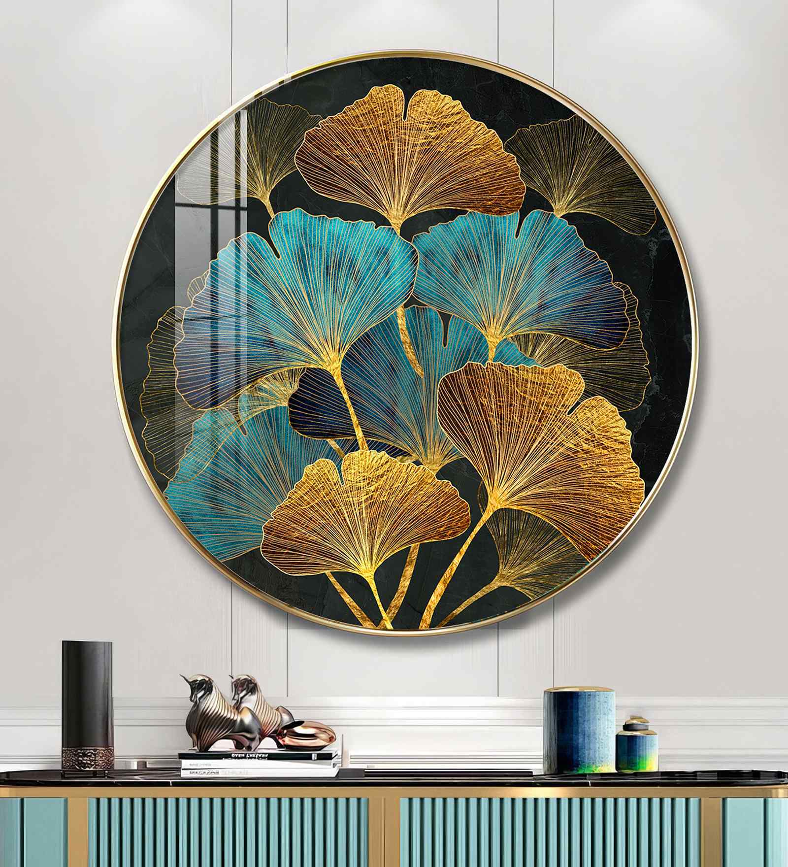 Golden Artwork Acrylic Round Wall Art