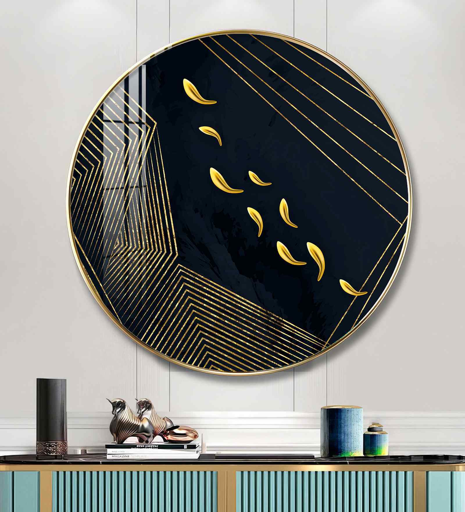 Golden Artwork Acrylic Round Wall Art
