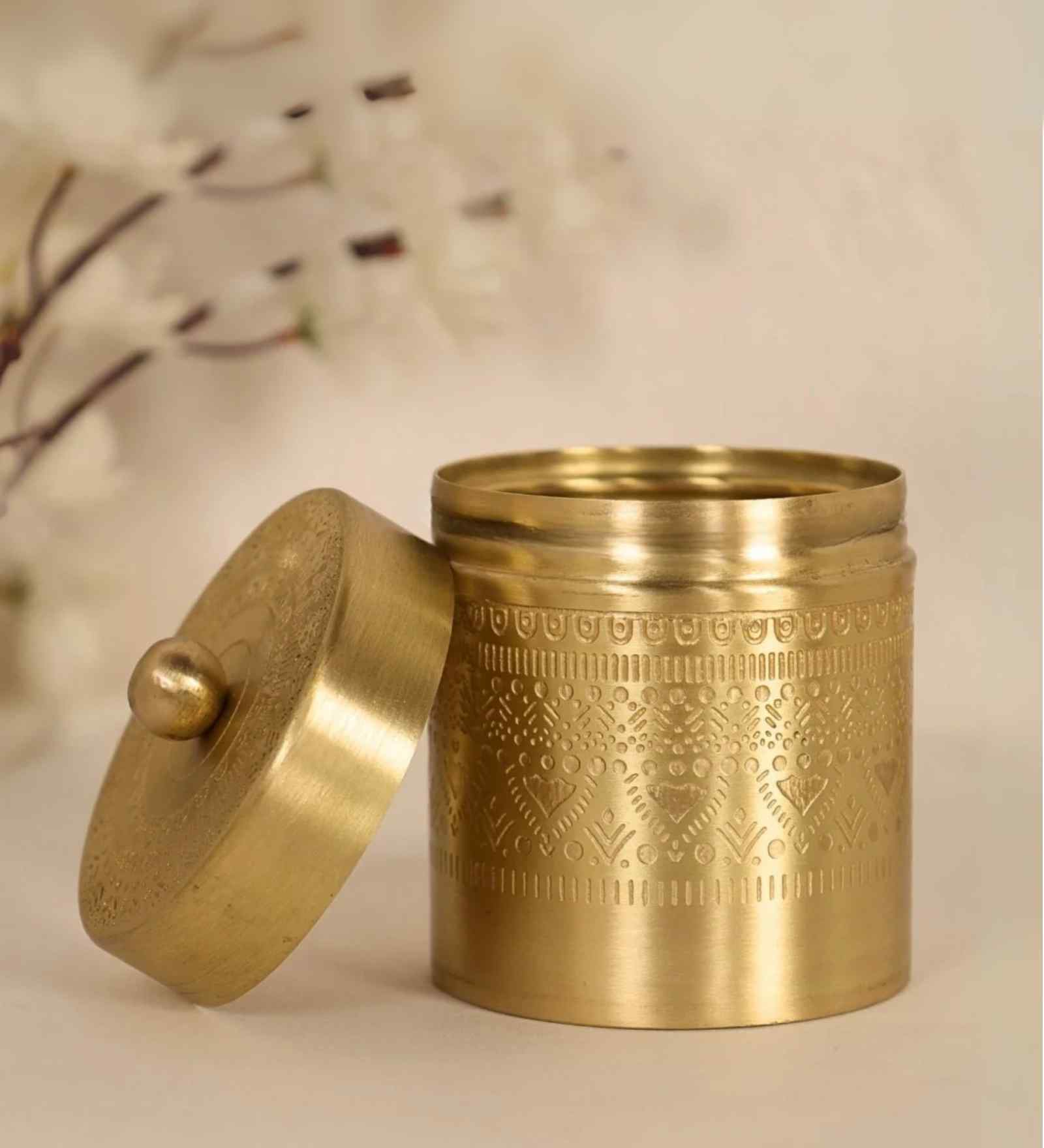 250ML Golden Aura Handmade Brass Small Storage Jar