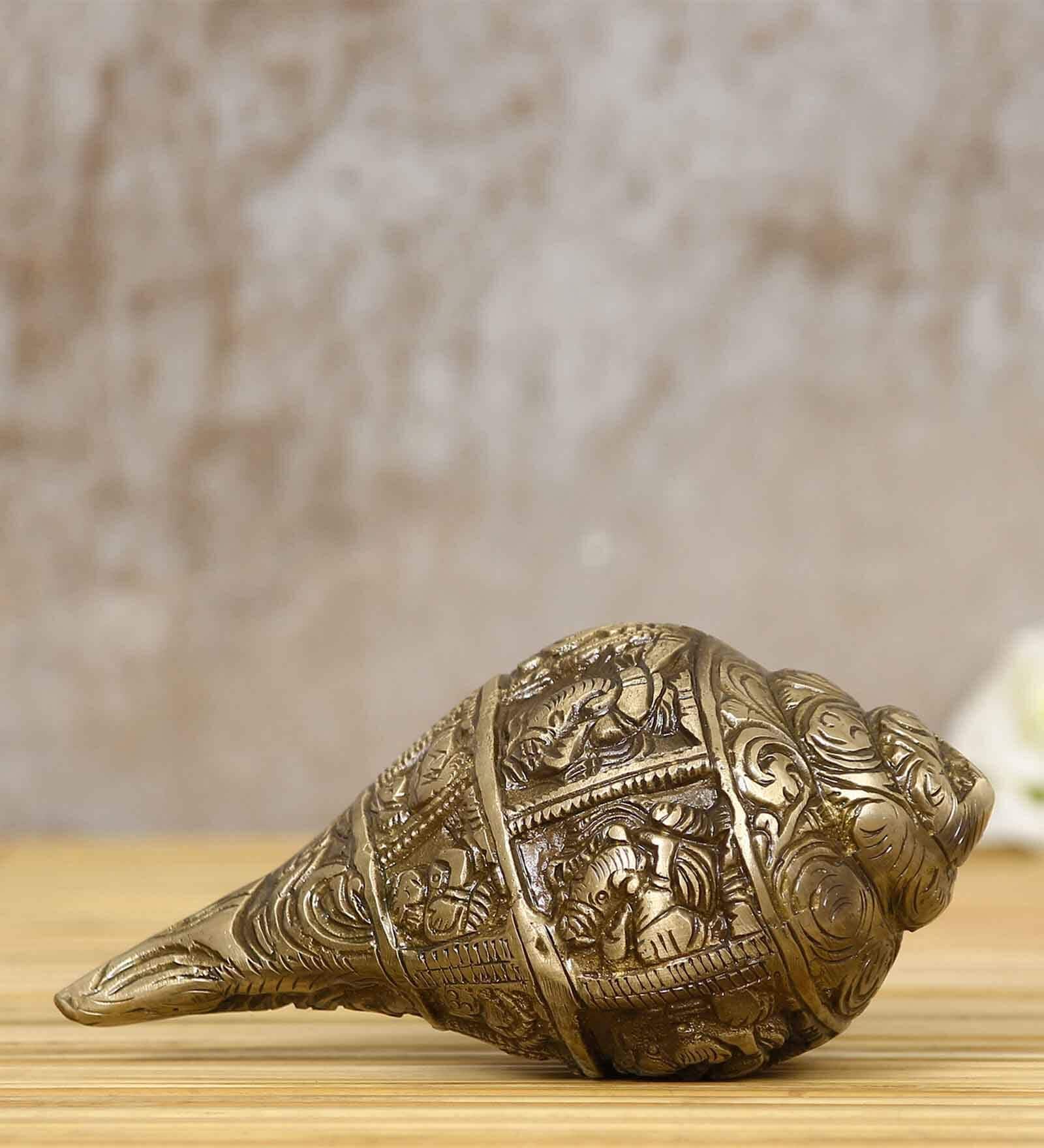 Golden Brass Auspicious Lord Ganesha Shankh