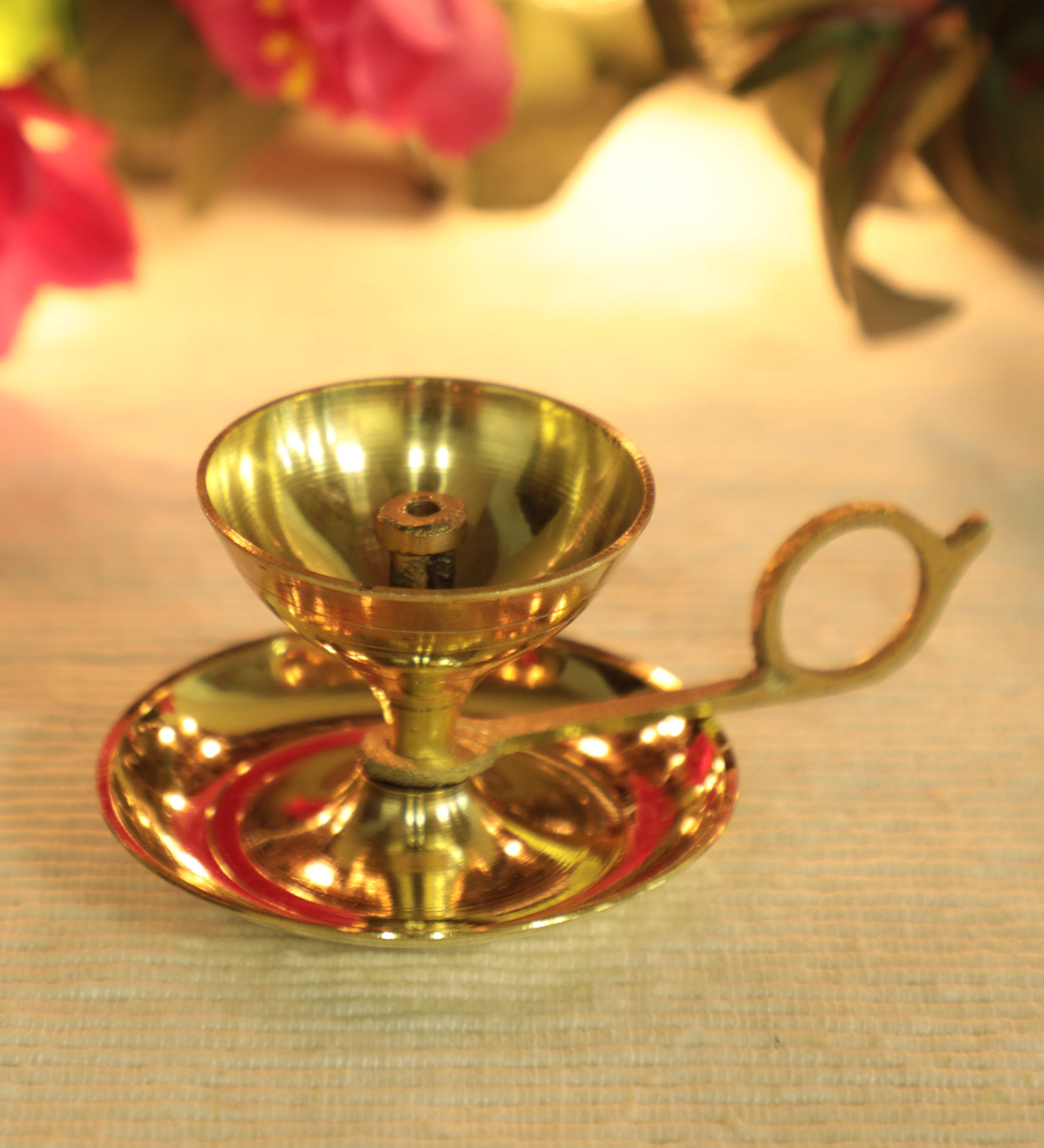 Golden Brass Sampal Diwali Diyas With Handle
