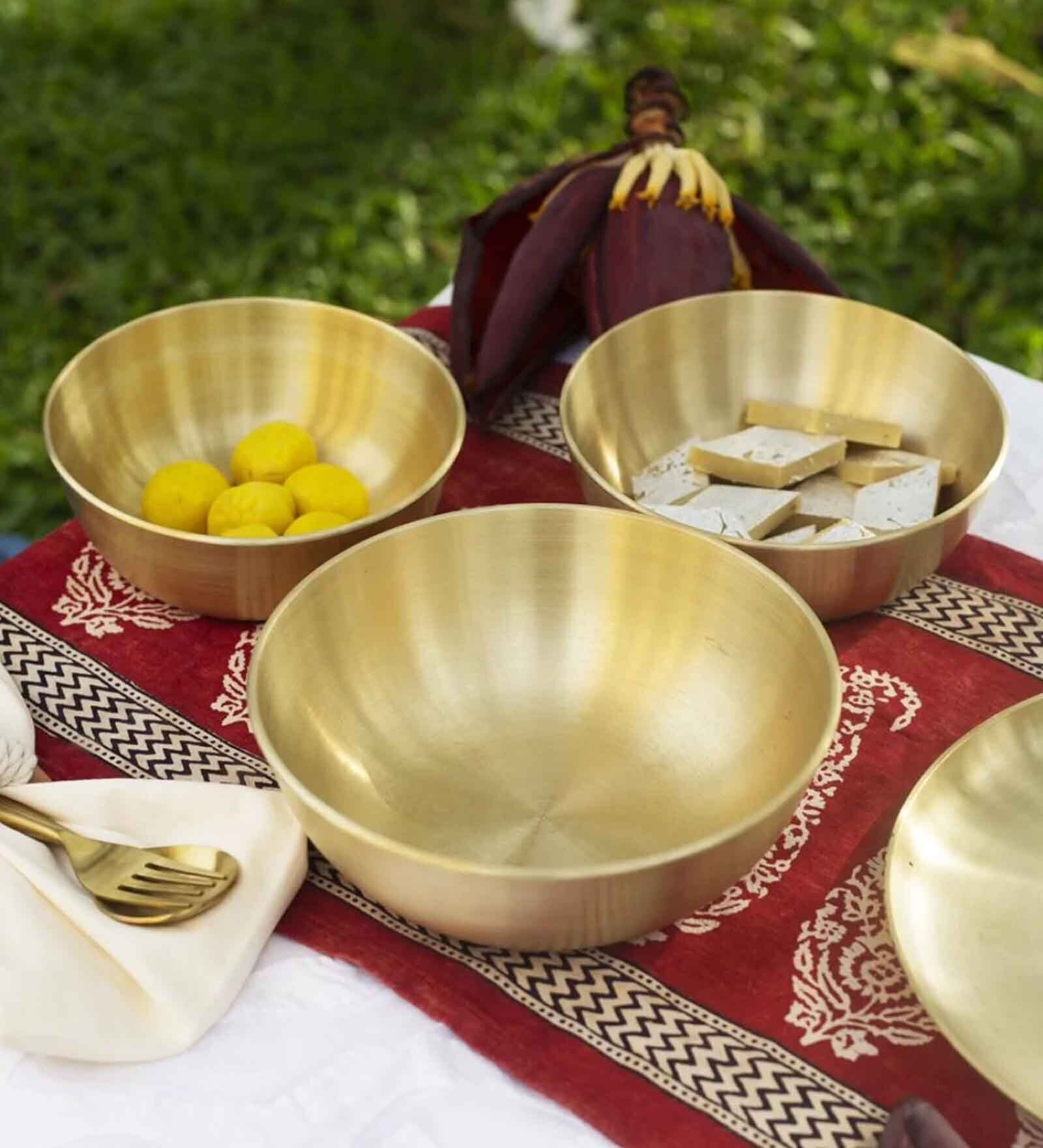 Golden Bronze Serving Bowl (Set of 3)