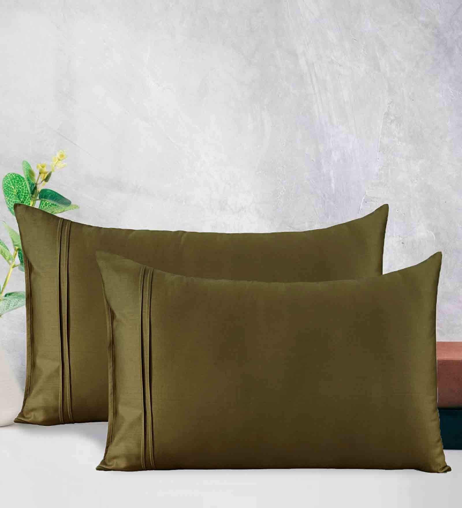 Golden Brown Plain Solid 400 TC Cotton Satin Pillow Covers
