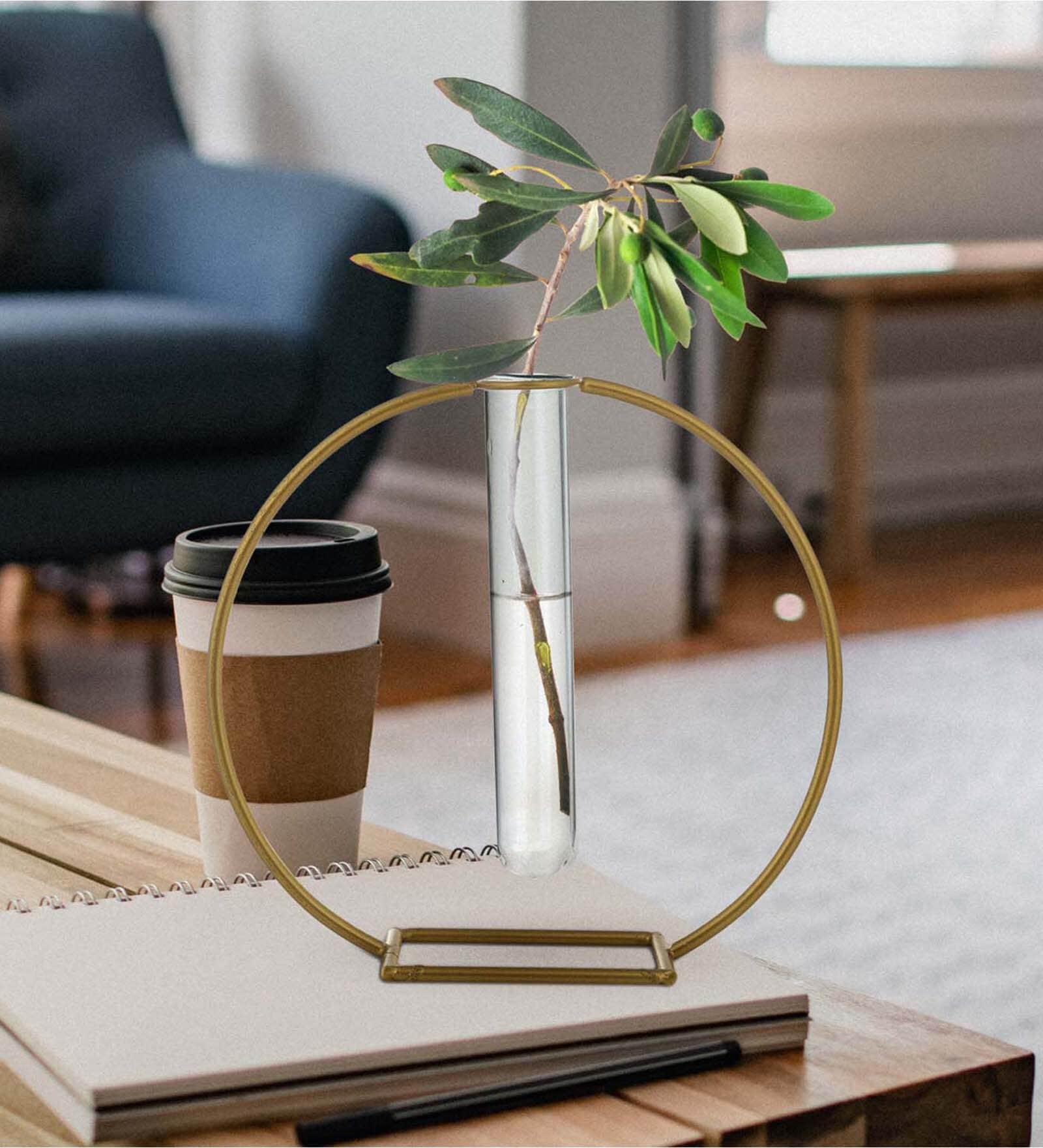 Buy Golden Color Vase Circular With Test Tube at 22 OFF by House of