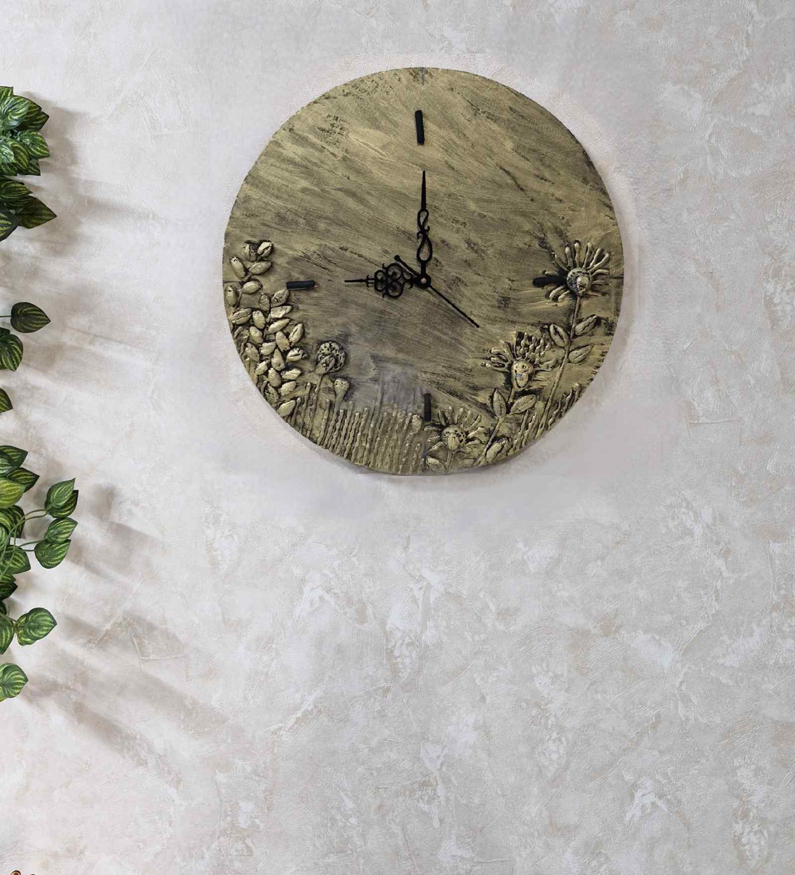 Golden Colour 3D Design Wall Clock Without Glass