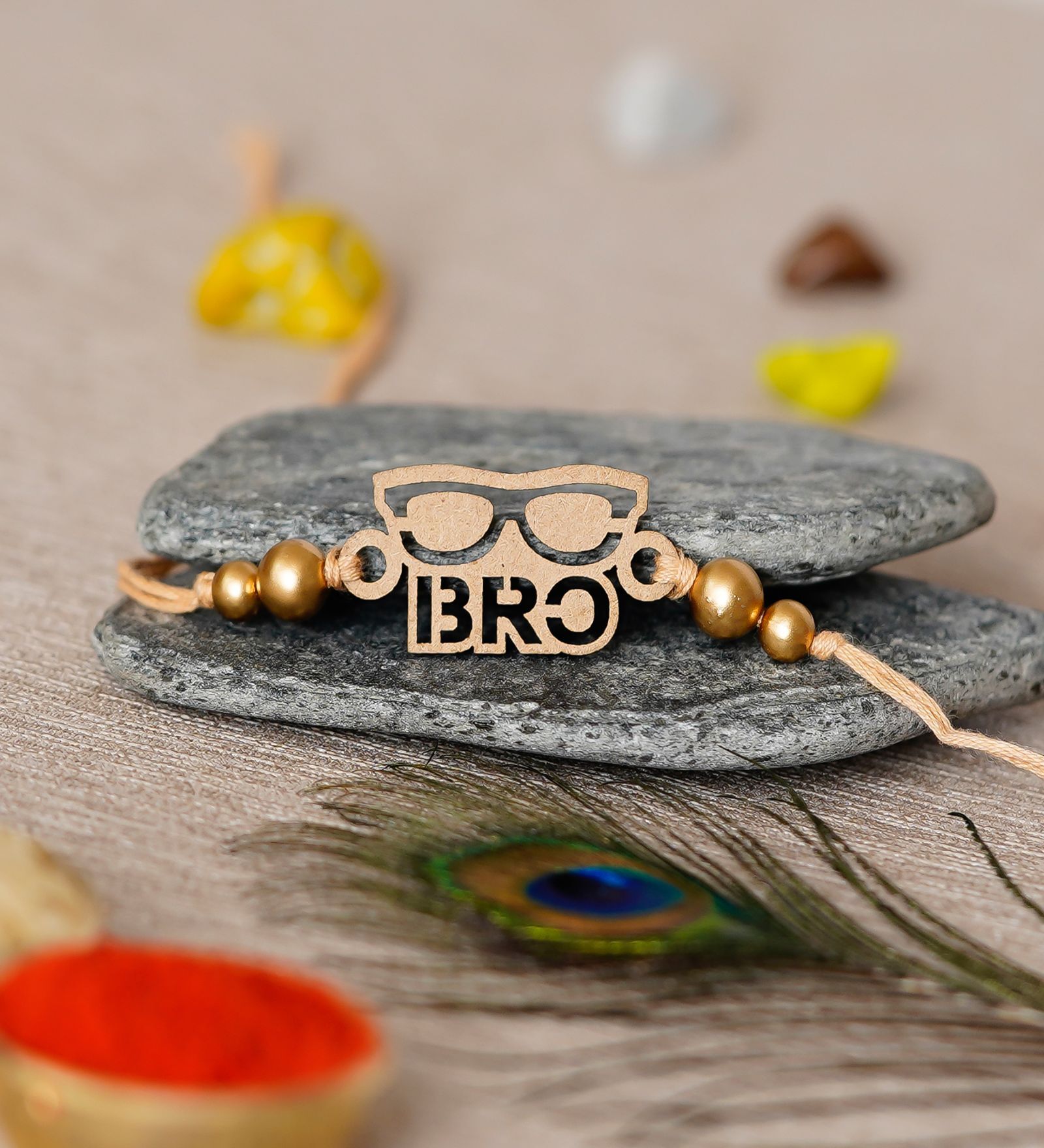 Buy Golden Designer \Bro\ Kids Rakhi with Roli Chawal Pack at 75% OFF ...