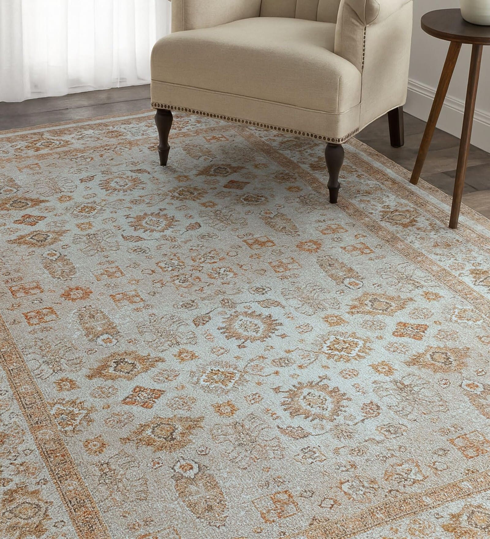 Golden Dusk Printed Polyester 5 X 7 Feet Machine Made Carpet