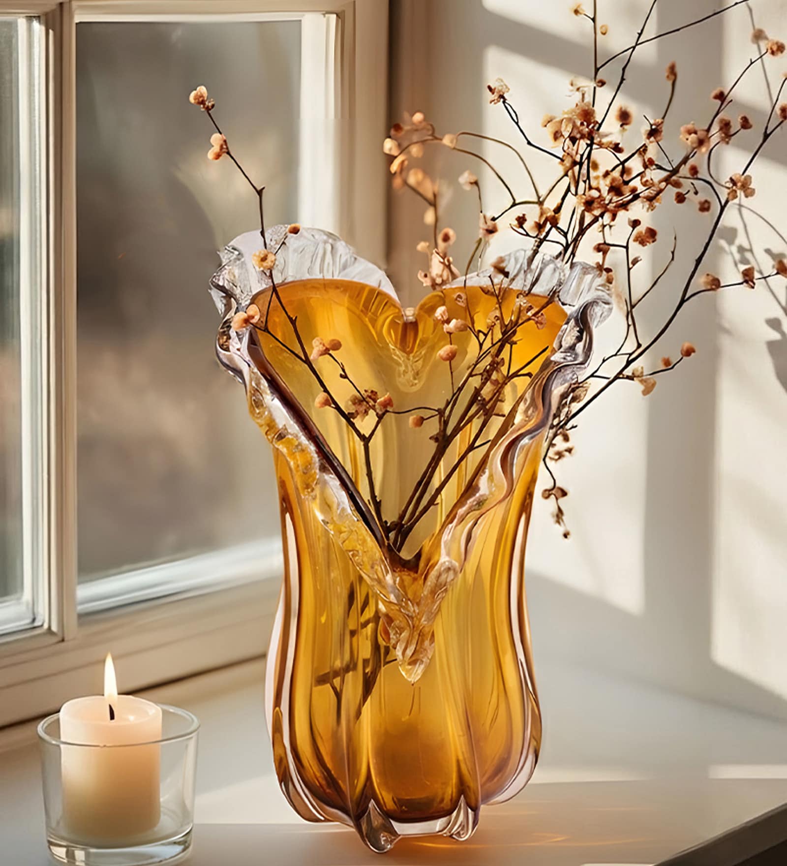 Golden Embrace Glass Vase S