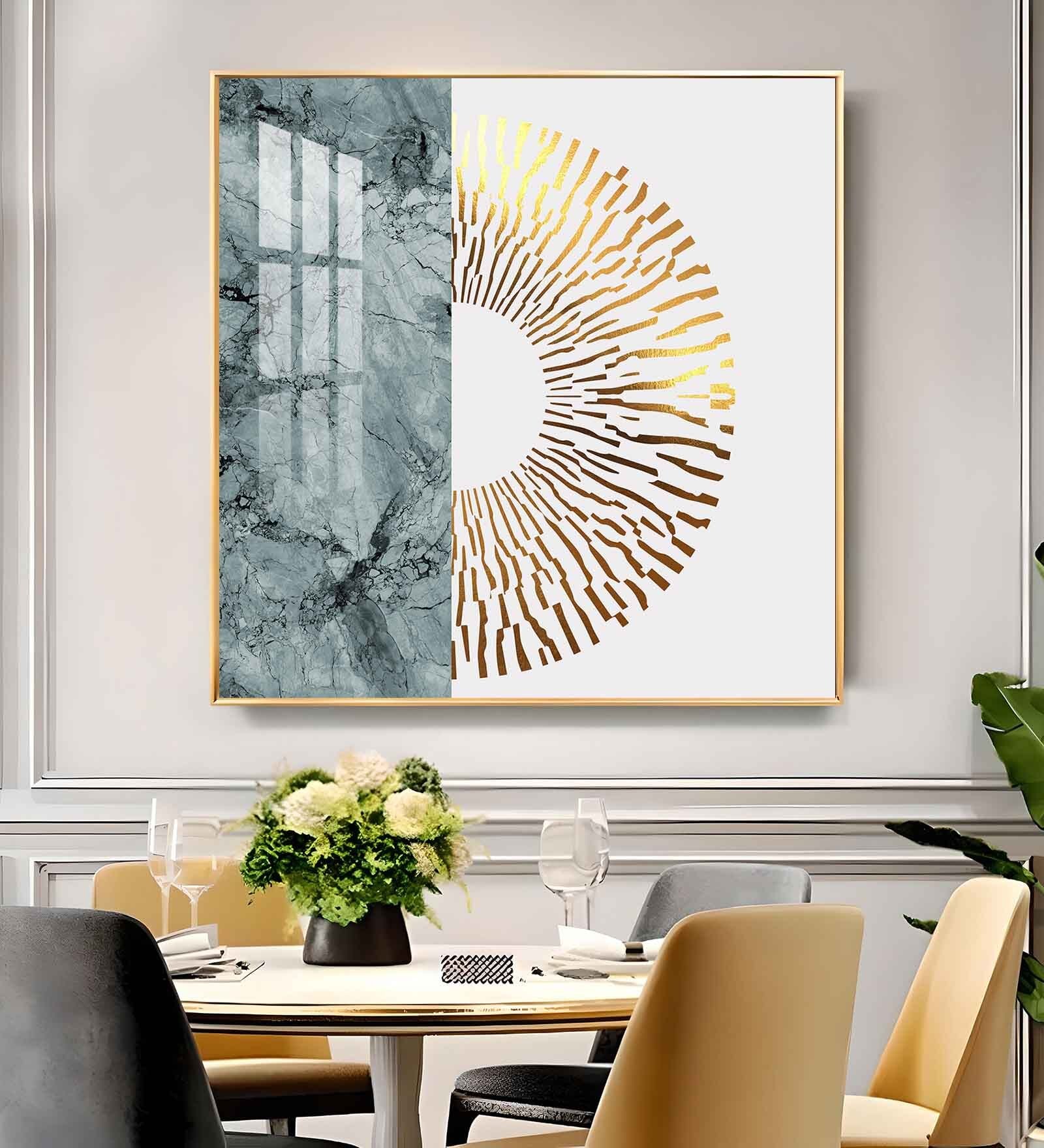 Golden Glided Glass Finish Square Wall Art
