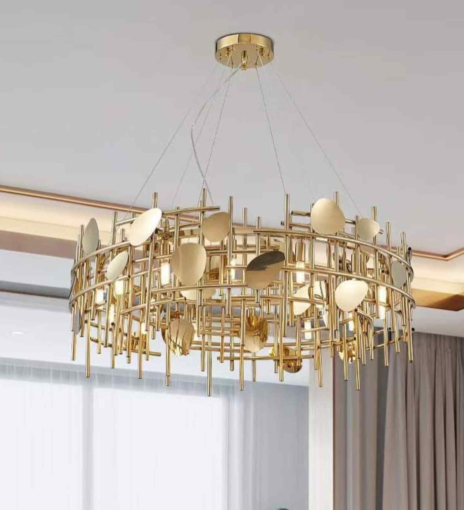 Golden Grid Luxe Chandelier