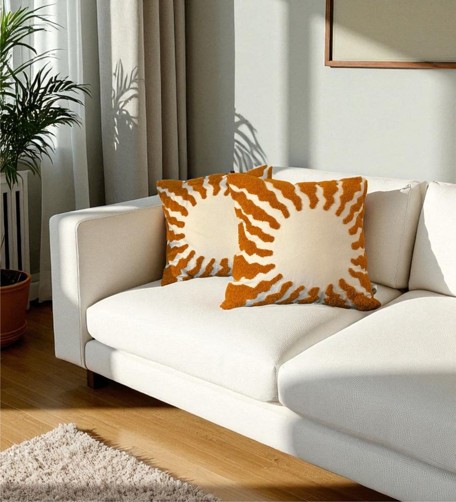 Yellow Cotton Embroidered 18x18 inches Cushion Covers Set of 2