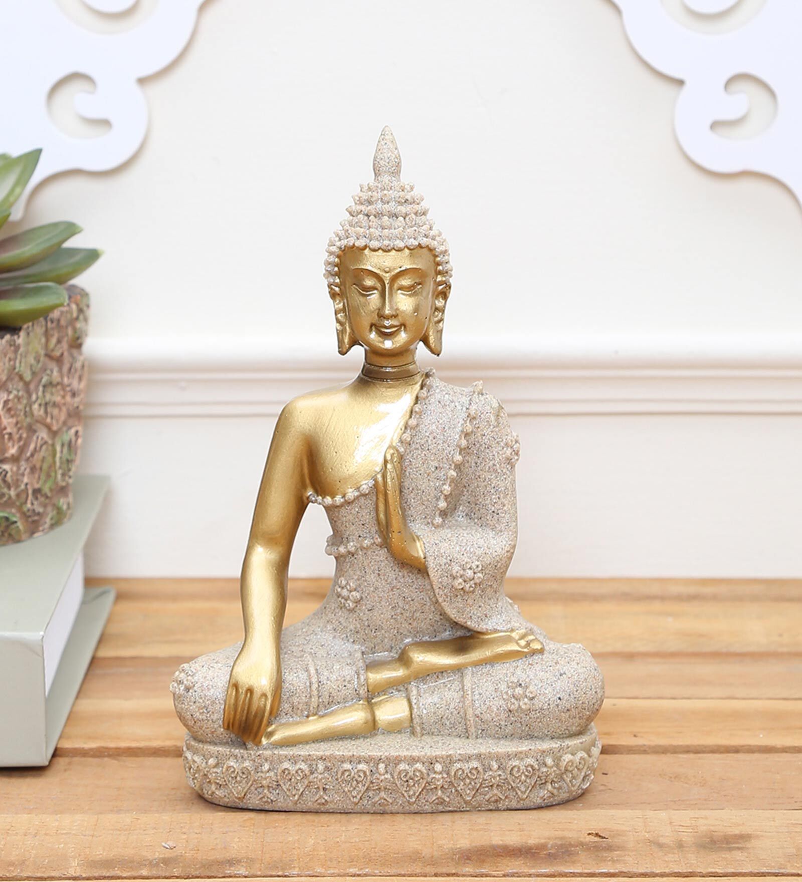 Golden Hue Zen Buddha Statue