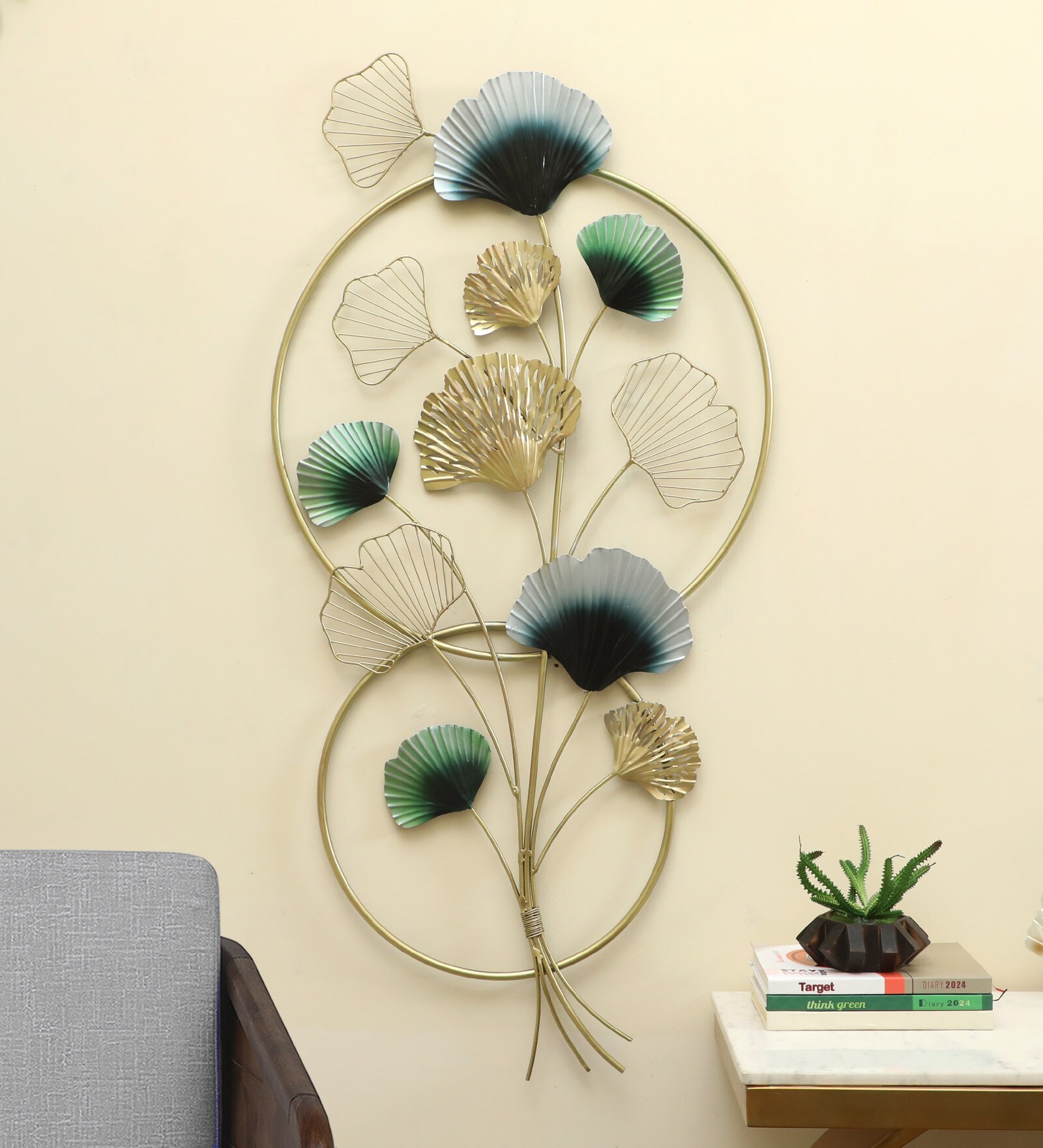 Iron Aziza Ginko Leaf Gold Floral Wall Art