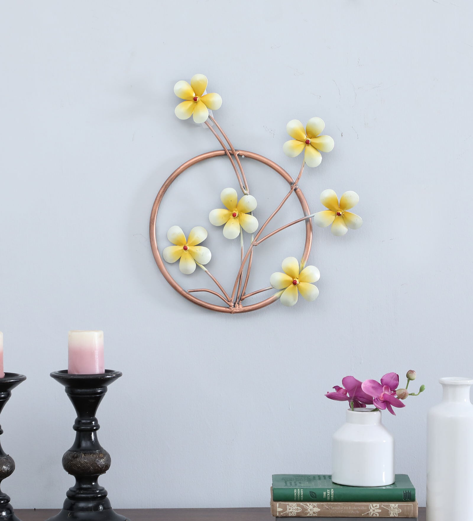 Golden Iron Floral Ring Wall Art