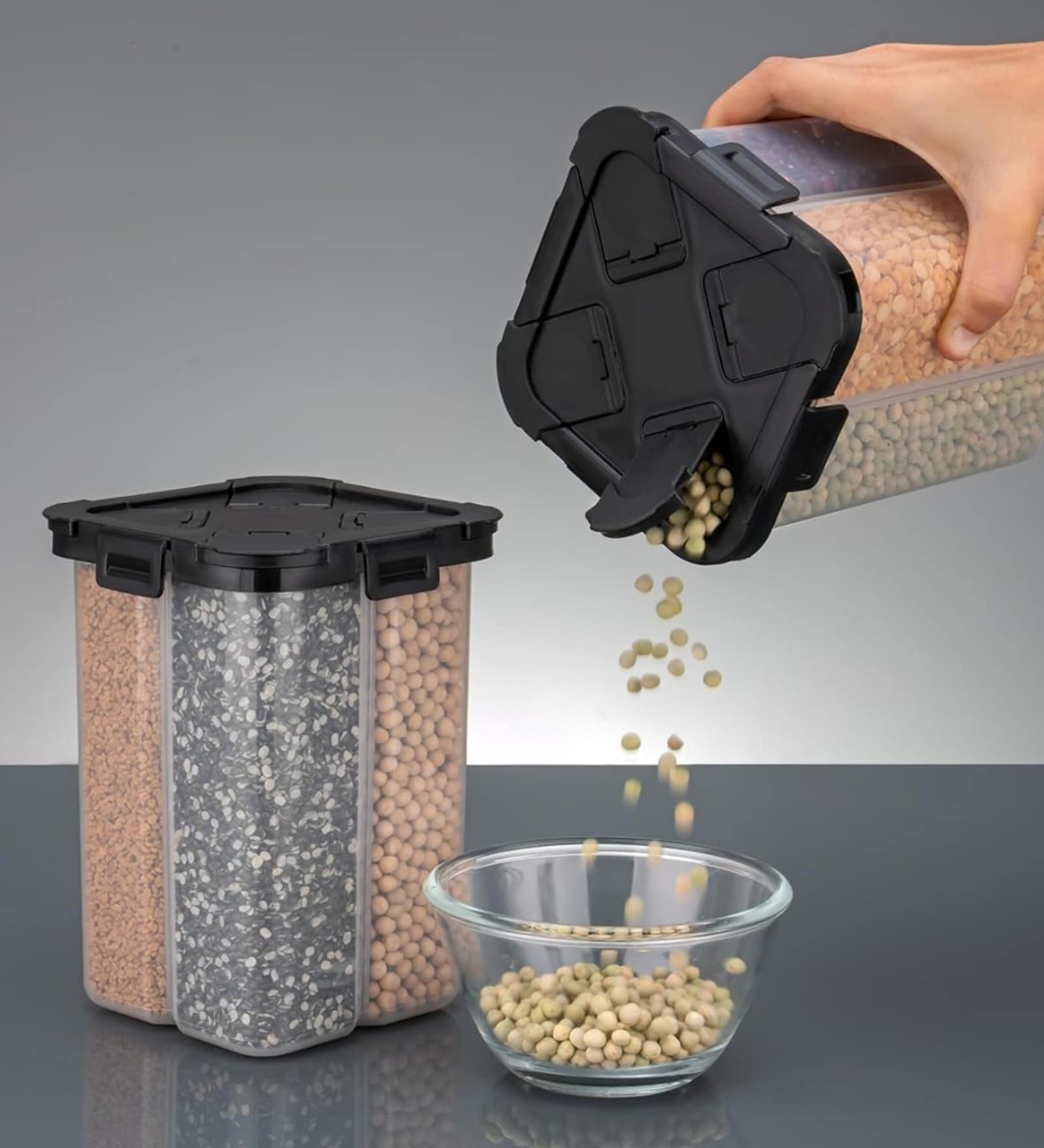 Cosmic 4 Section Transparent Container 2000Ml Cosmic 4 Section Transparent Container 2000Ml