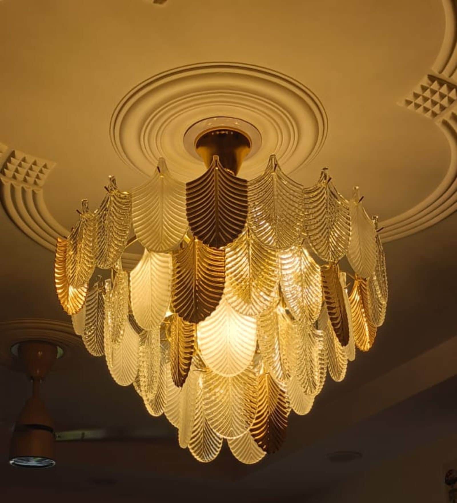 Golden Leaf Crystal Chandelier