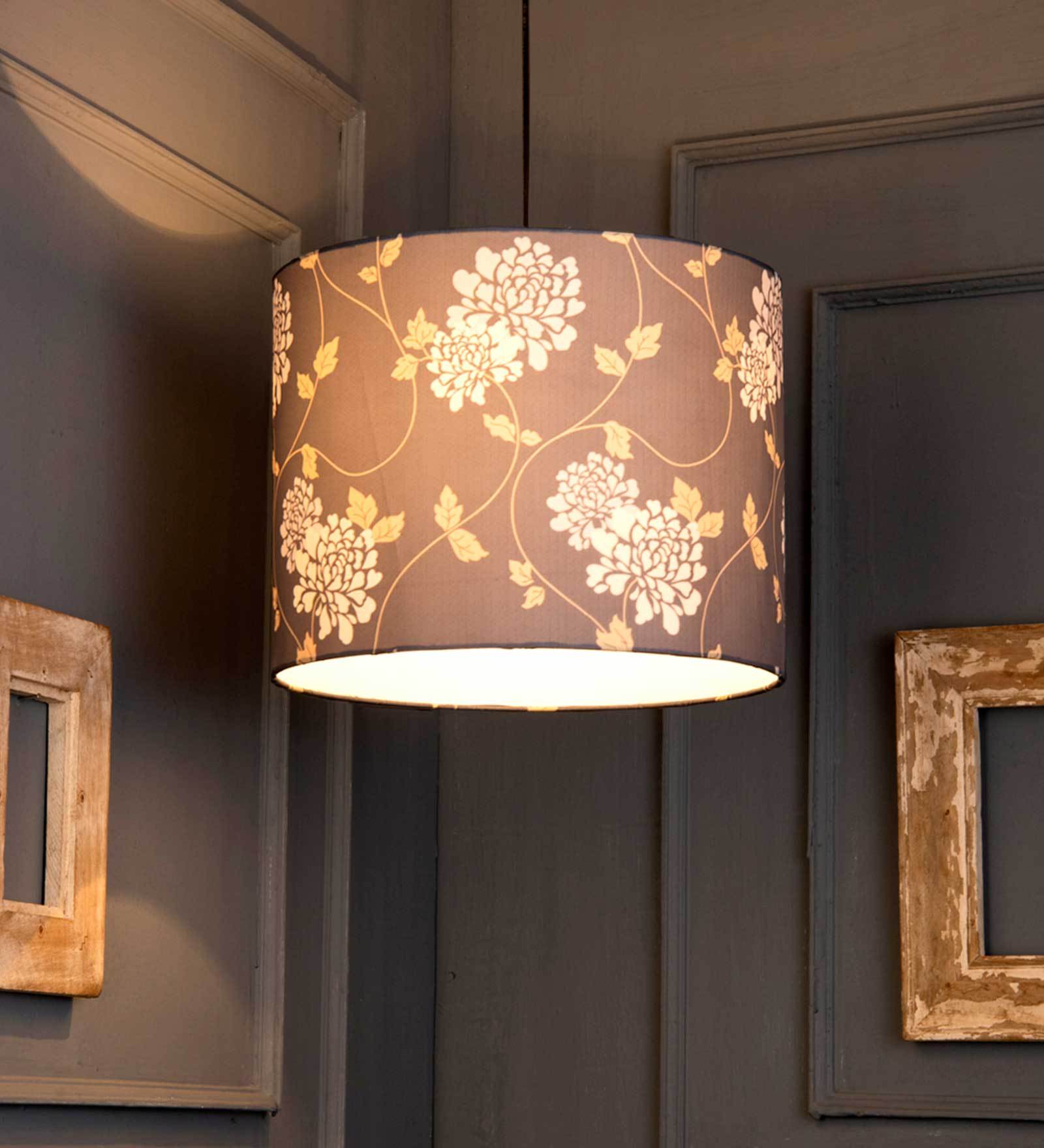 Golden Leaves Round Multicolor Fabric Single Hanging Light