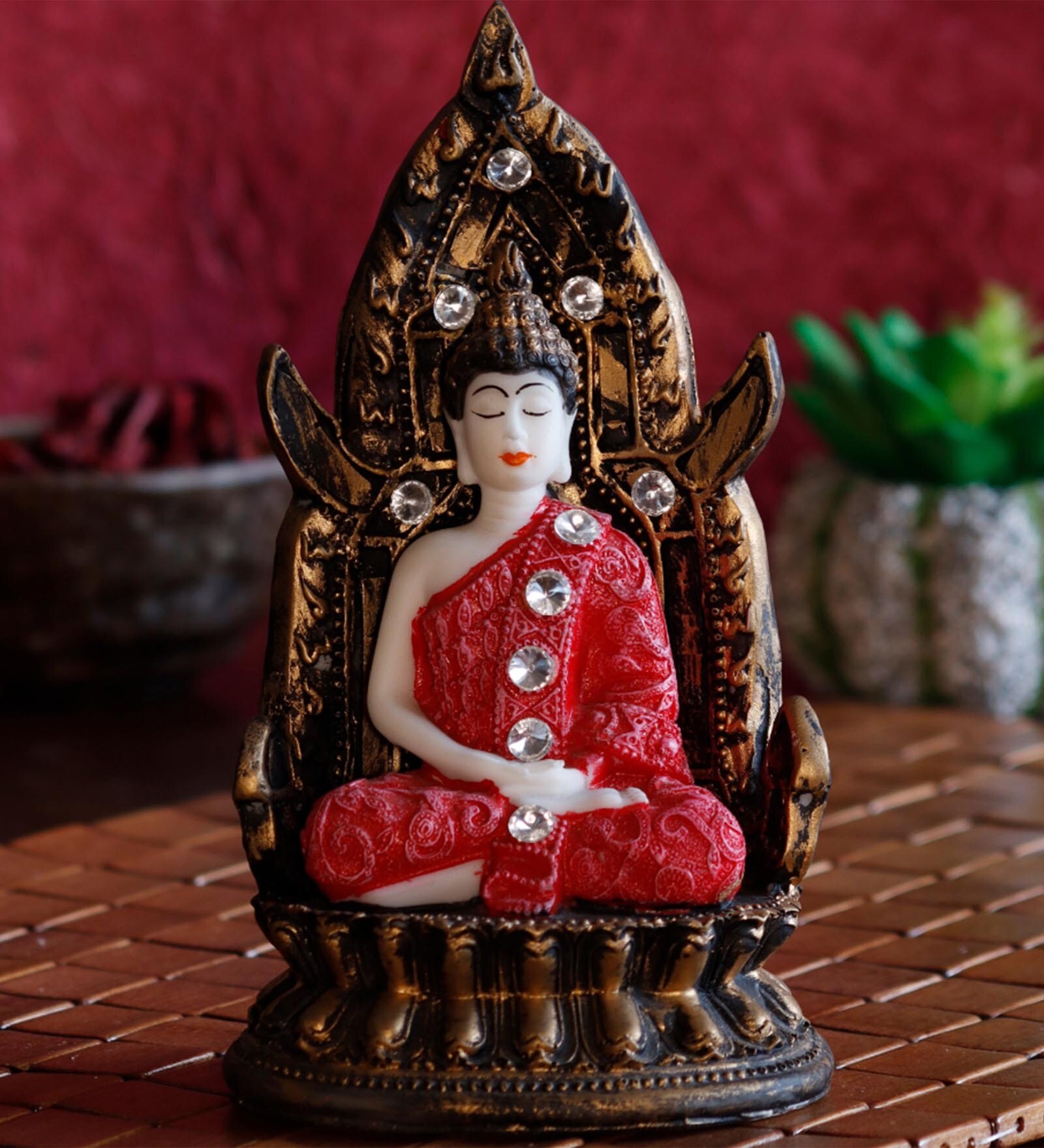 Golden Meditating Buddha Figurine