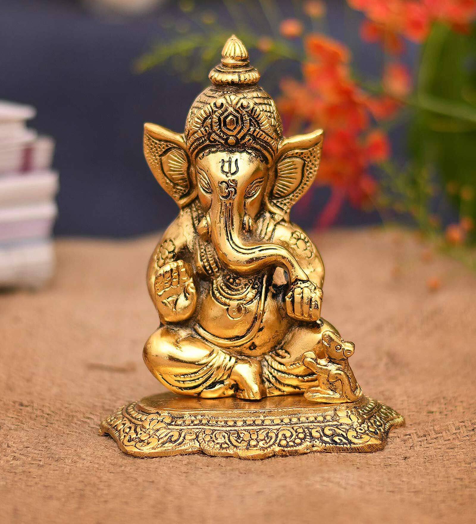 Buy Golden Metal 6.5 Inches Lord Ganesha Idol By Craftvatika at 24% OFF ...