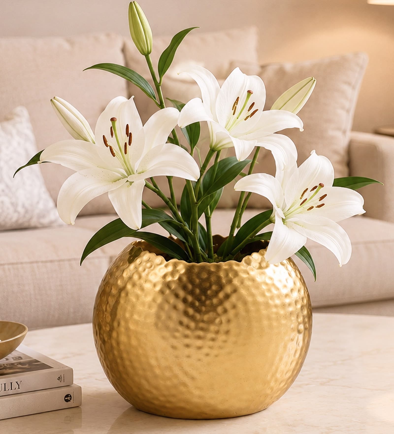 Golden Metal Flower Vase